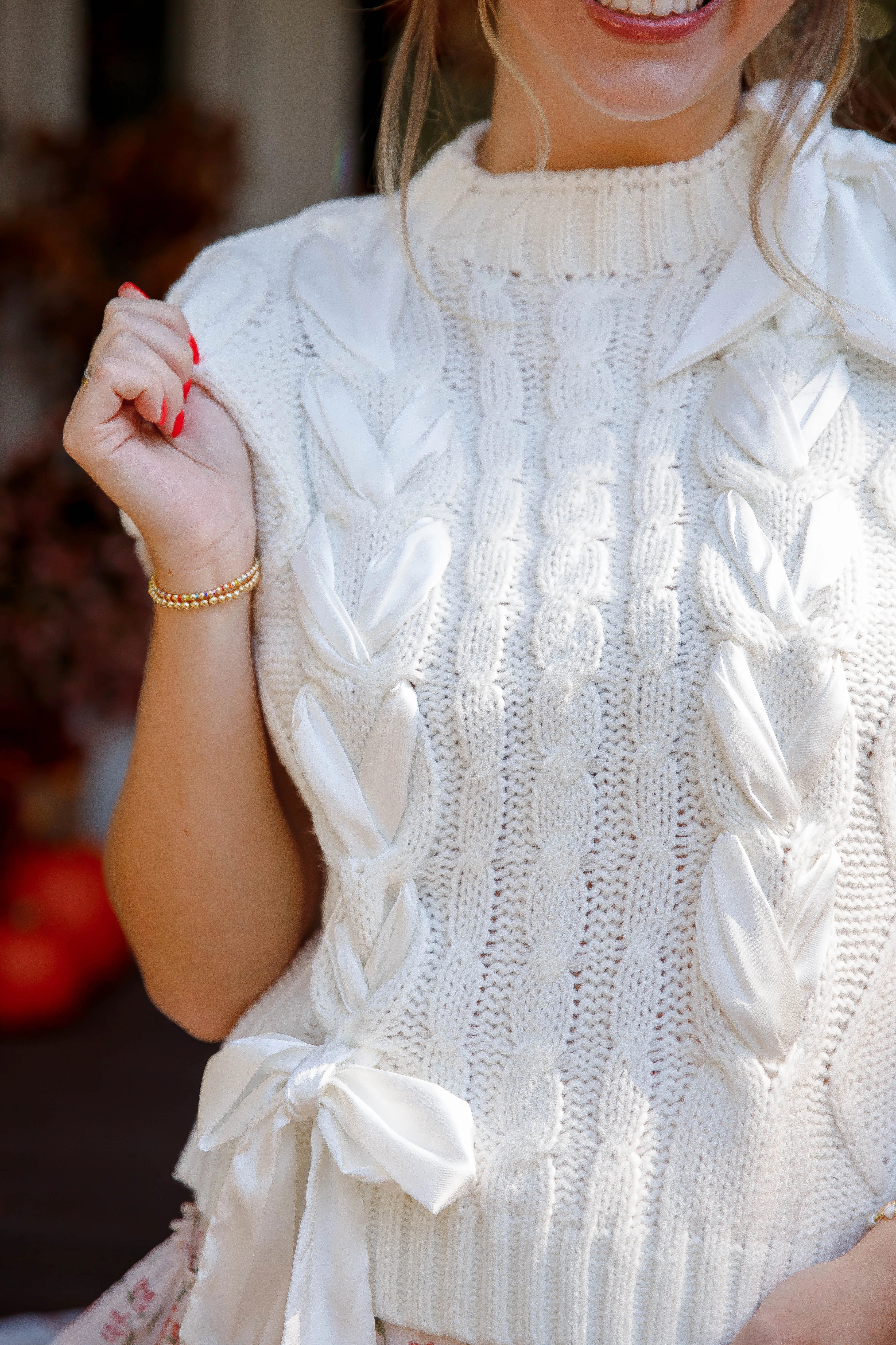 On My Way Home Sweater Vest-Ivory Yarn Dye Stripe