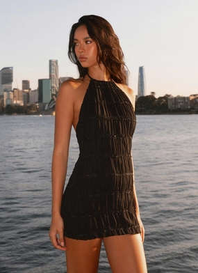 Easy Texture Air Touch Aullie Mini Dress - Black