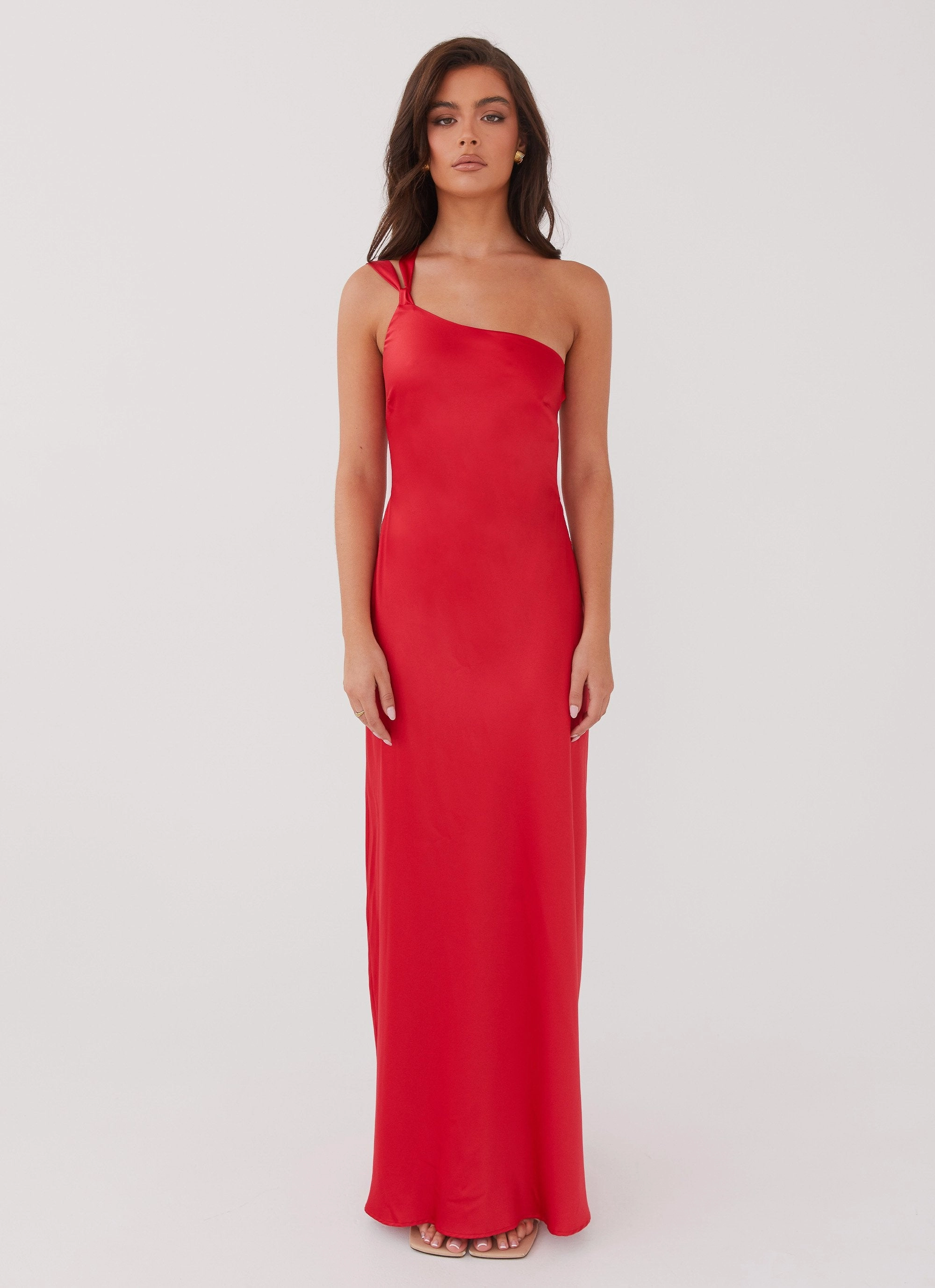Professional Comfort loose silhouette Delancy One Shoulder Maxi Dress - Rouge Red