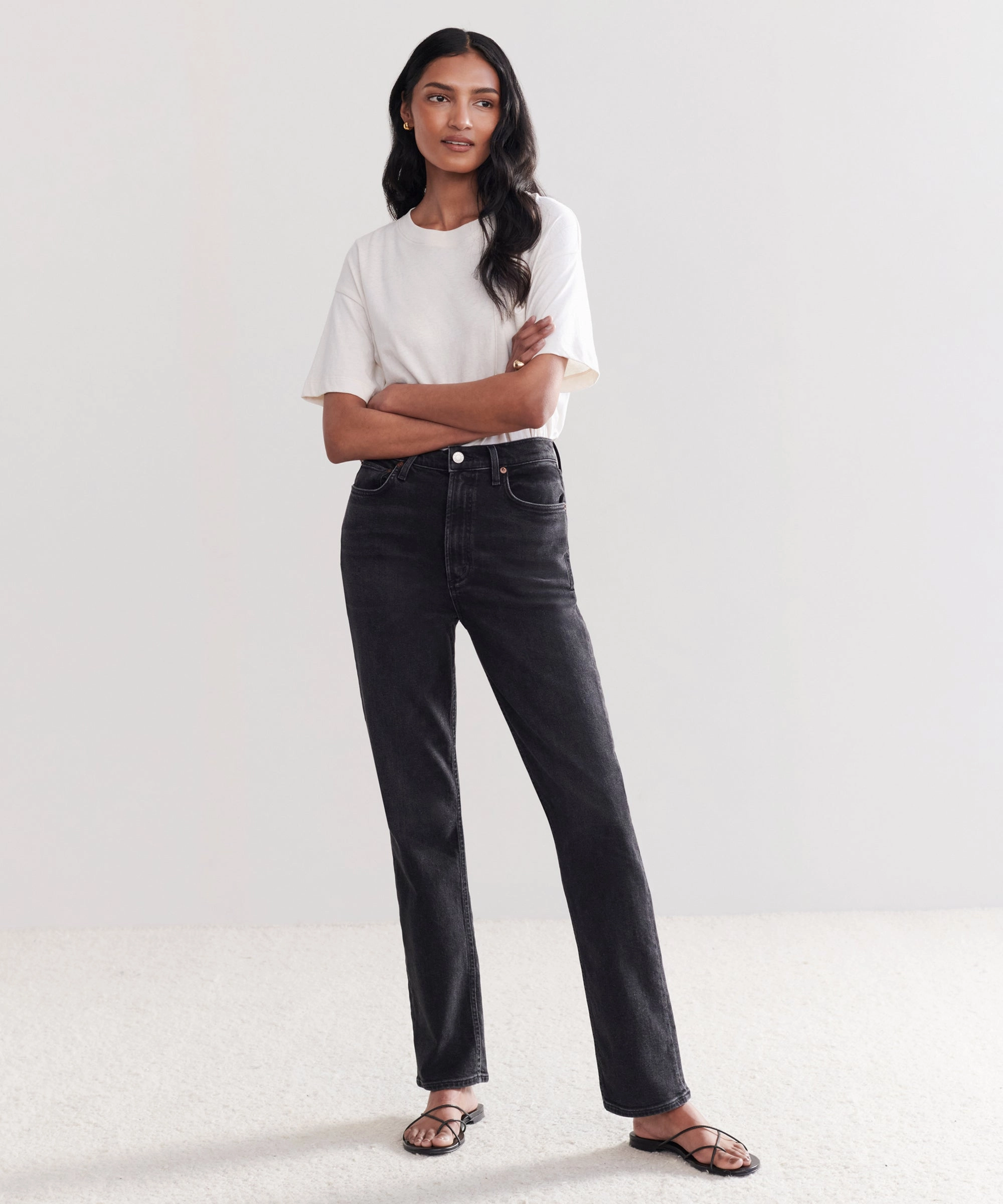 High Rise Stovepipe Jean Breathable Base No Gap Waist Construction