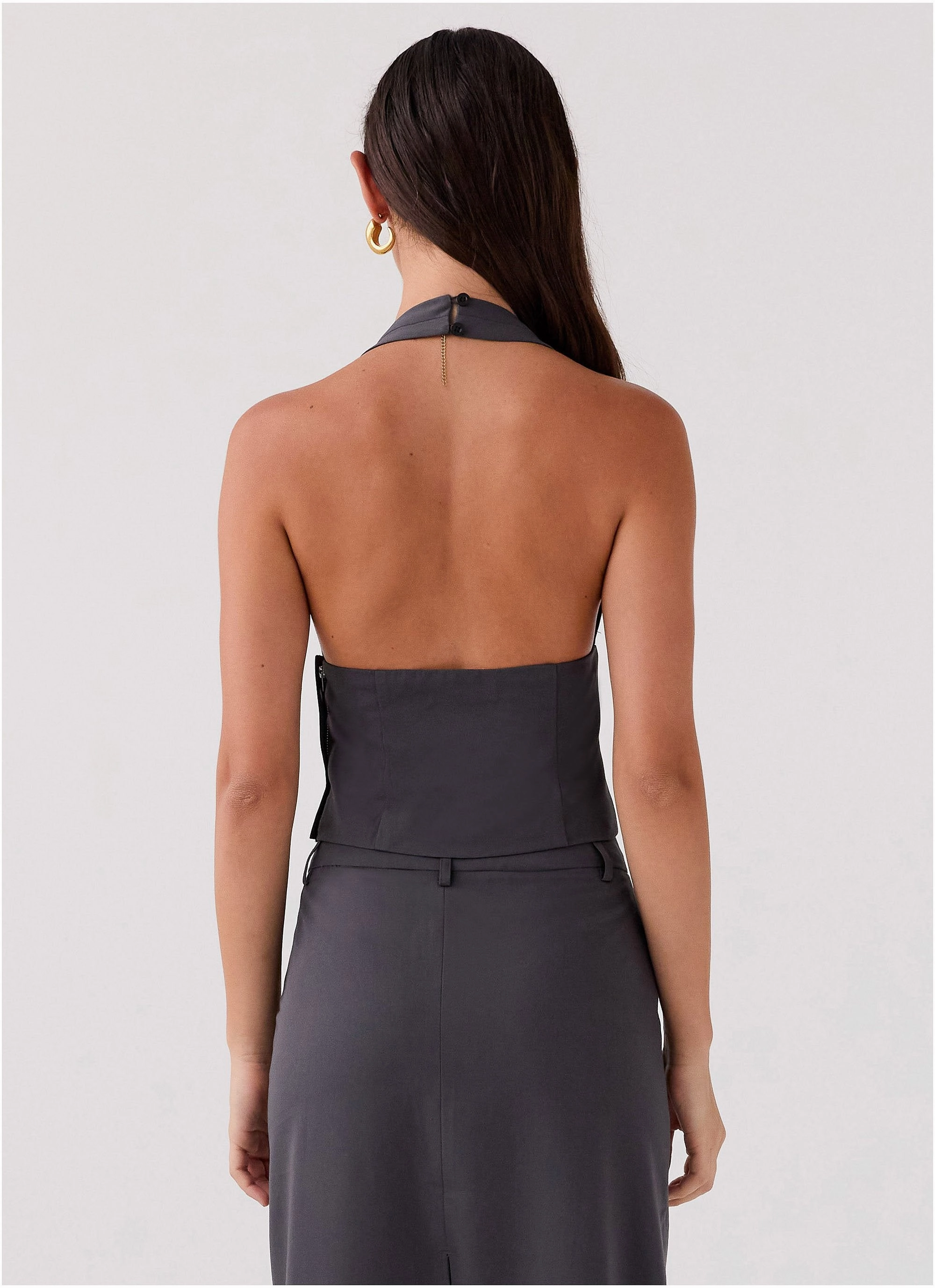 On Call Halterneck Top - Charcoal Windproof Thermal Shell