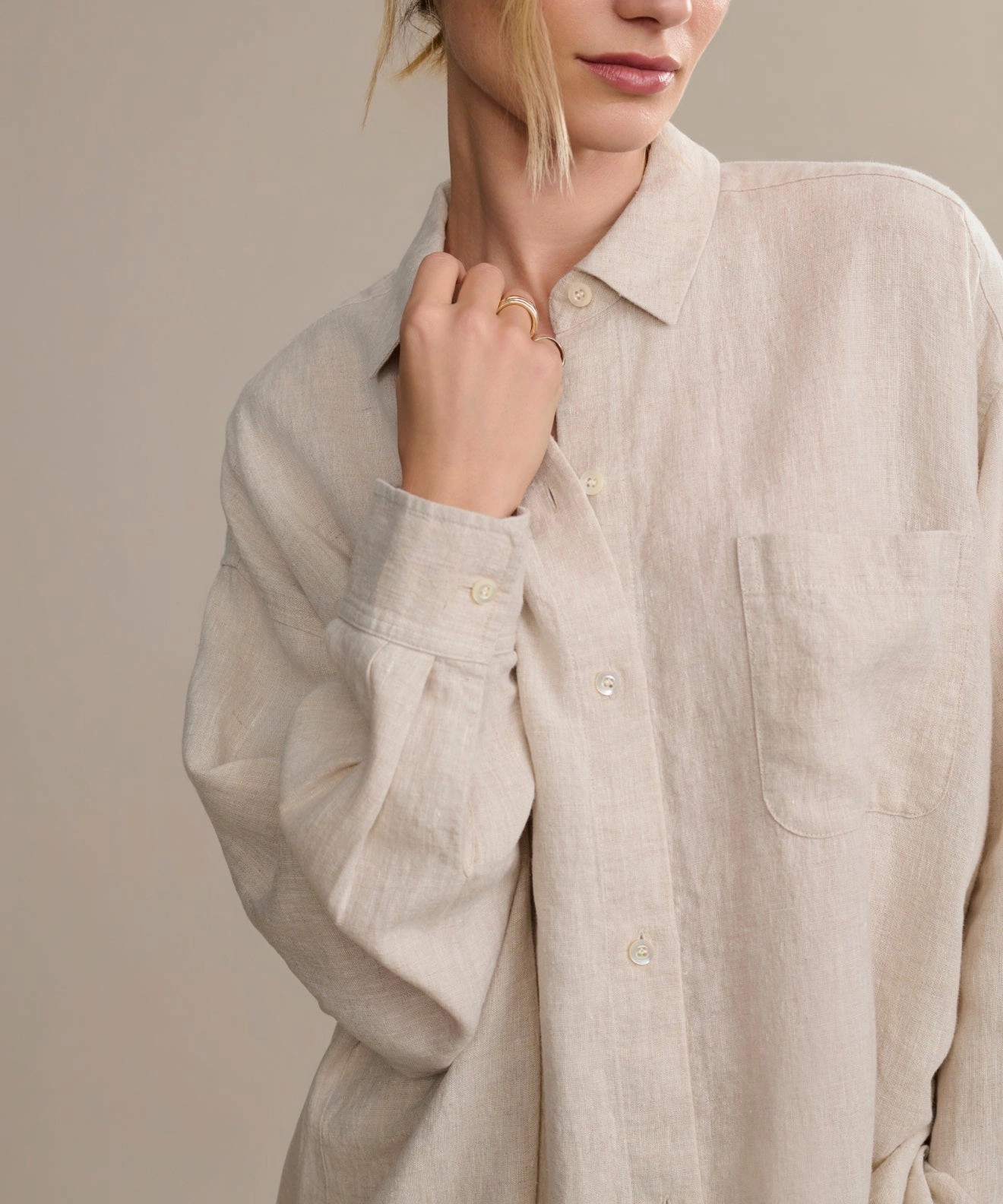 StretchFabric Neutral Tone Palette Linen Colby Shirt