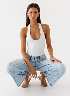 Set The Scene Halter Bodysuit - White Airflow Vents FadeResistant Treatment