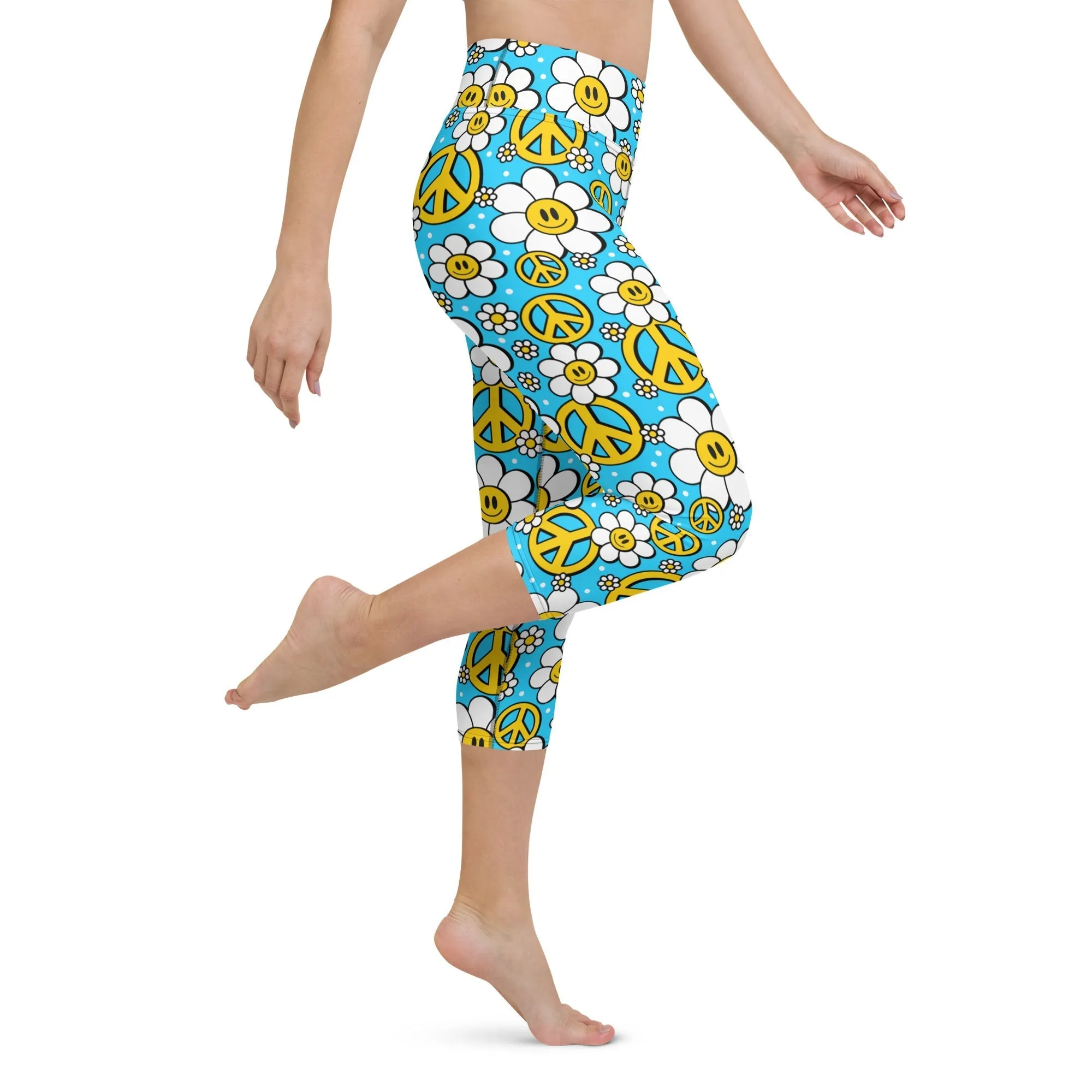 Hippie Flower Pattern Yoga Capris