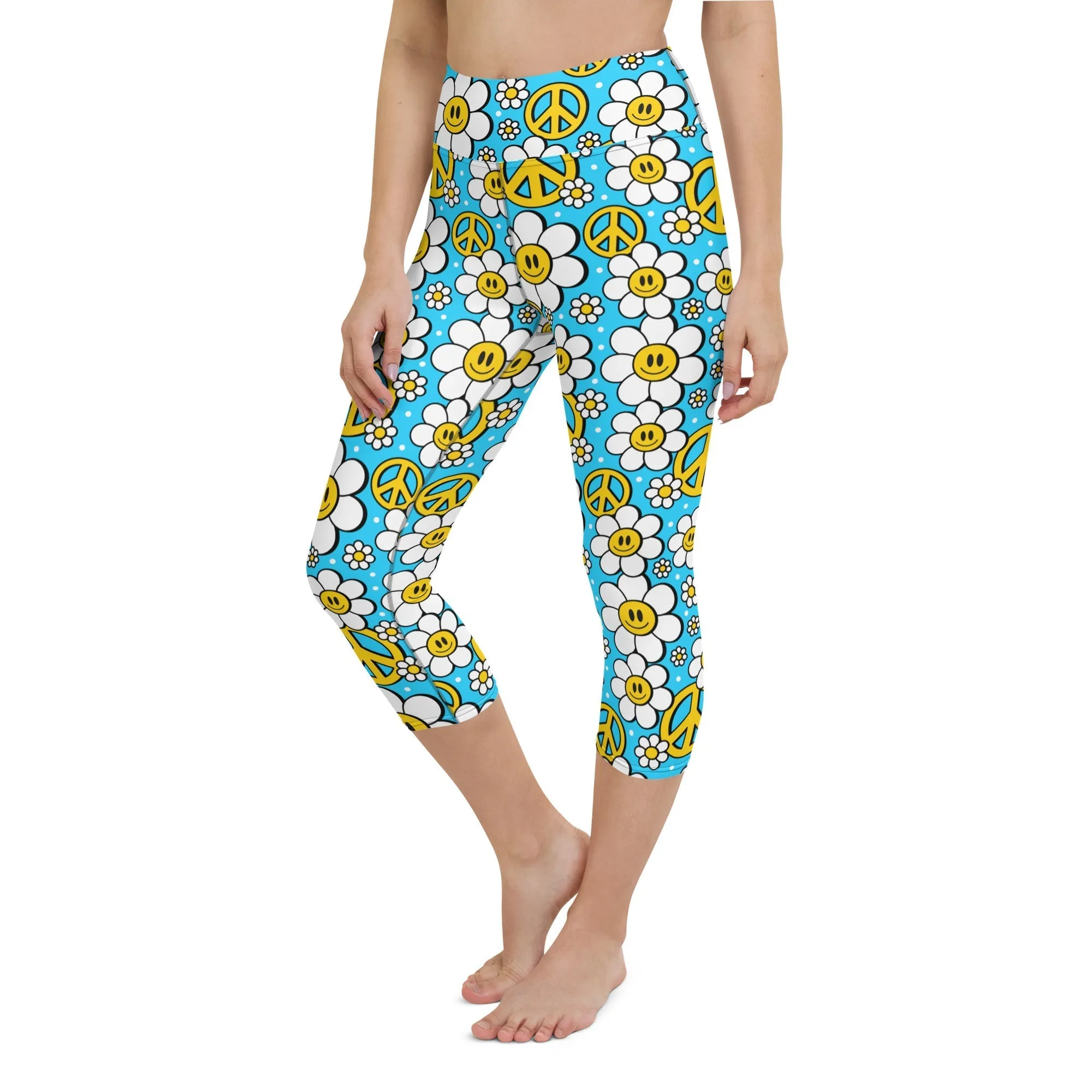 Hippie Flower Pattern Yoga Capris