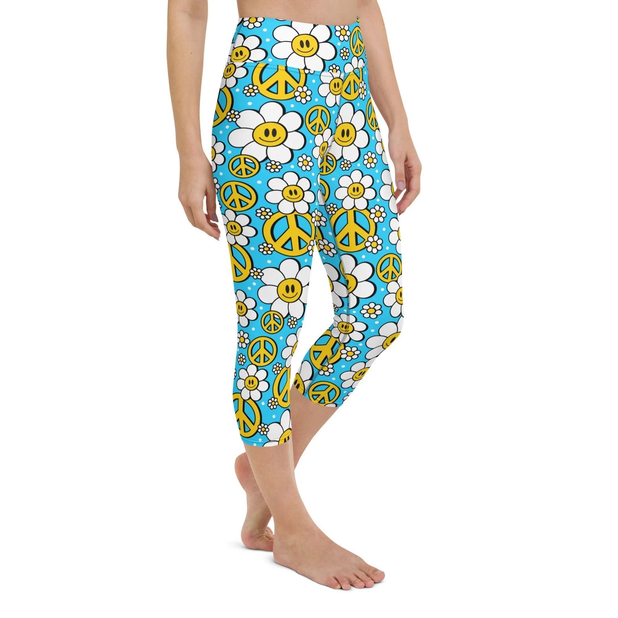 Hippie Flower Pattern Yoga Capris