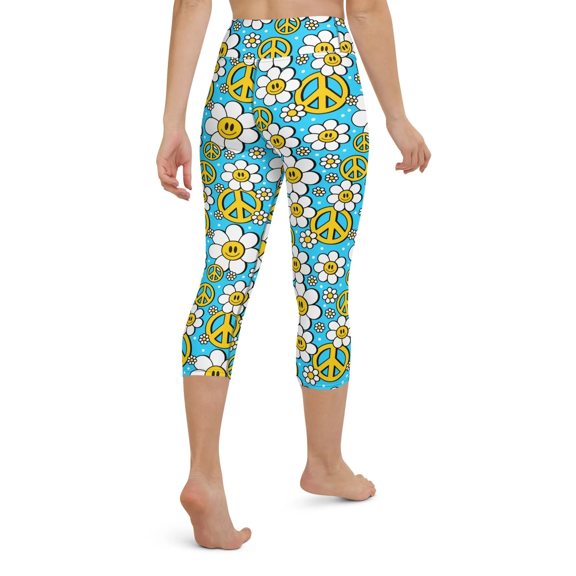 Hippie Flower Pattern Yoga Capris