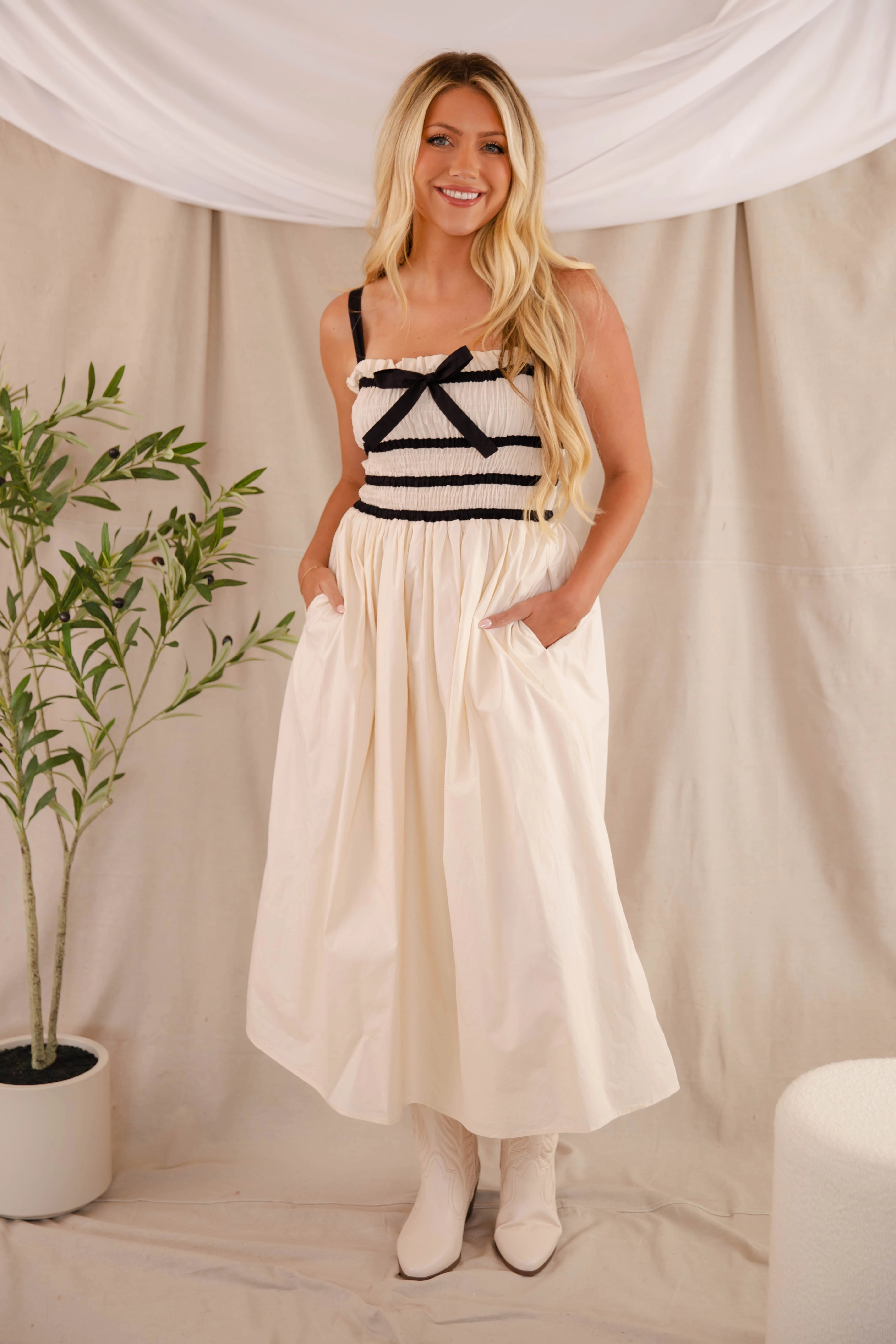 In The Present Midi Dress Peplum-Style