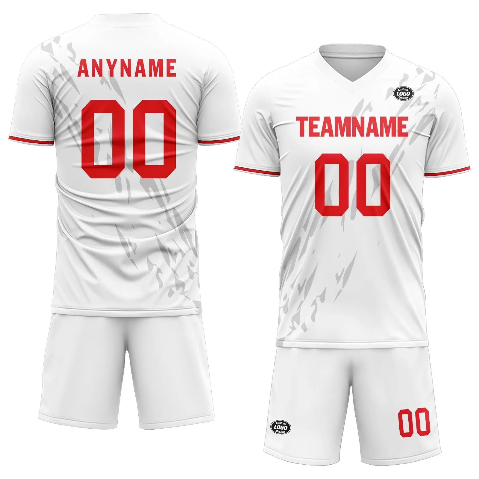 Holiday Gifts,Custom White Gray Soccer Sets Jersey Personalized SCJ101-D28047