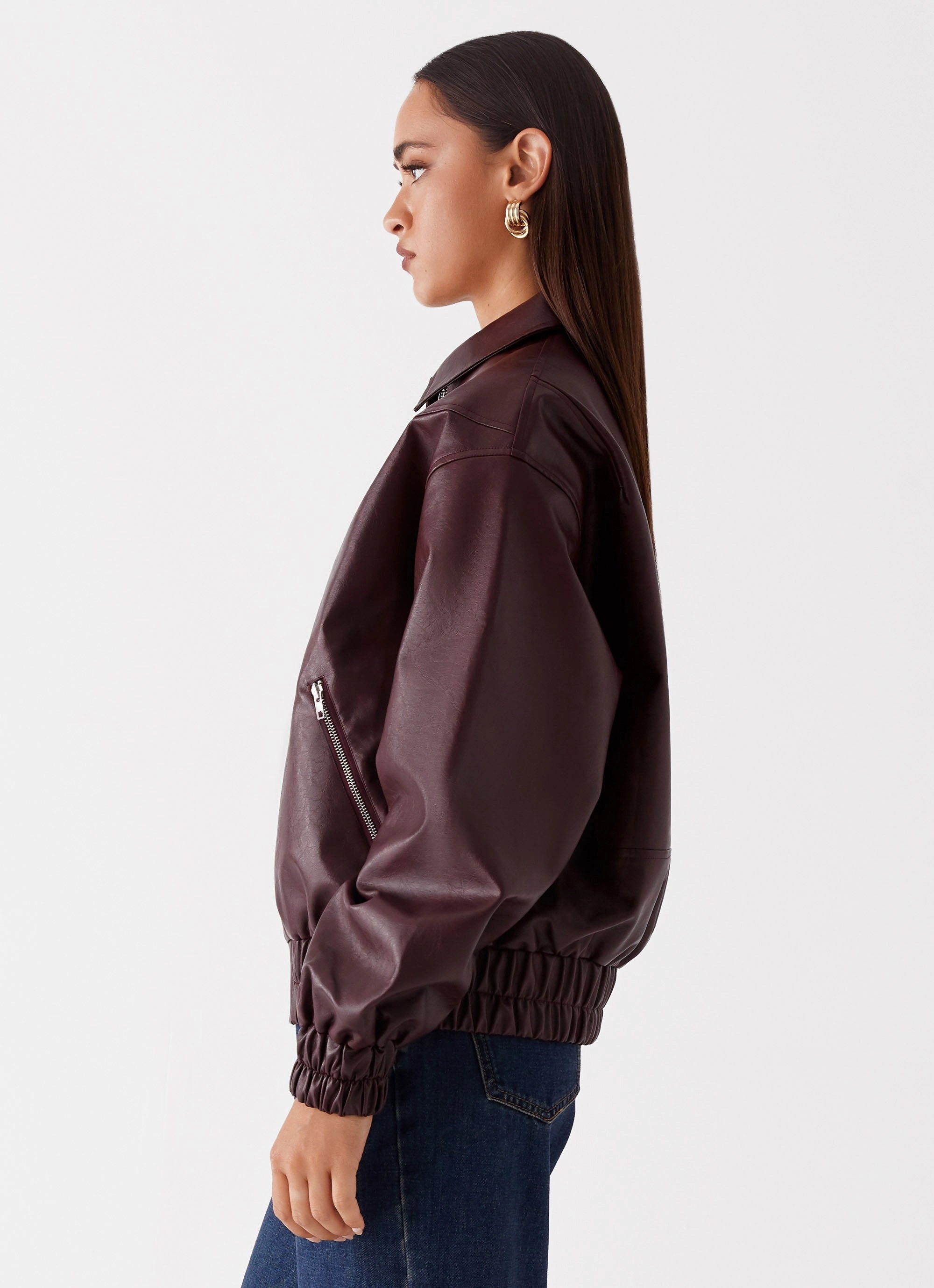 Tailored Silhouette Holland Bomber Jacket - Wine