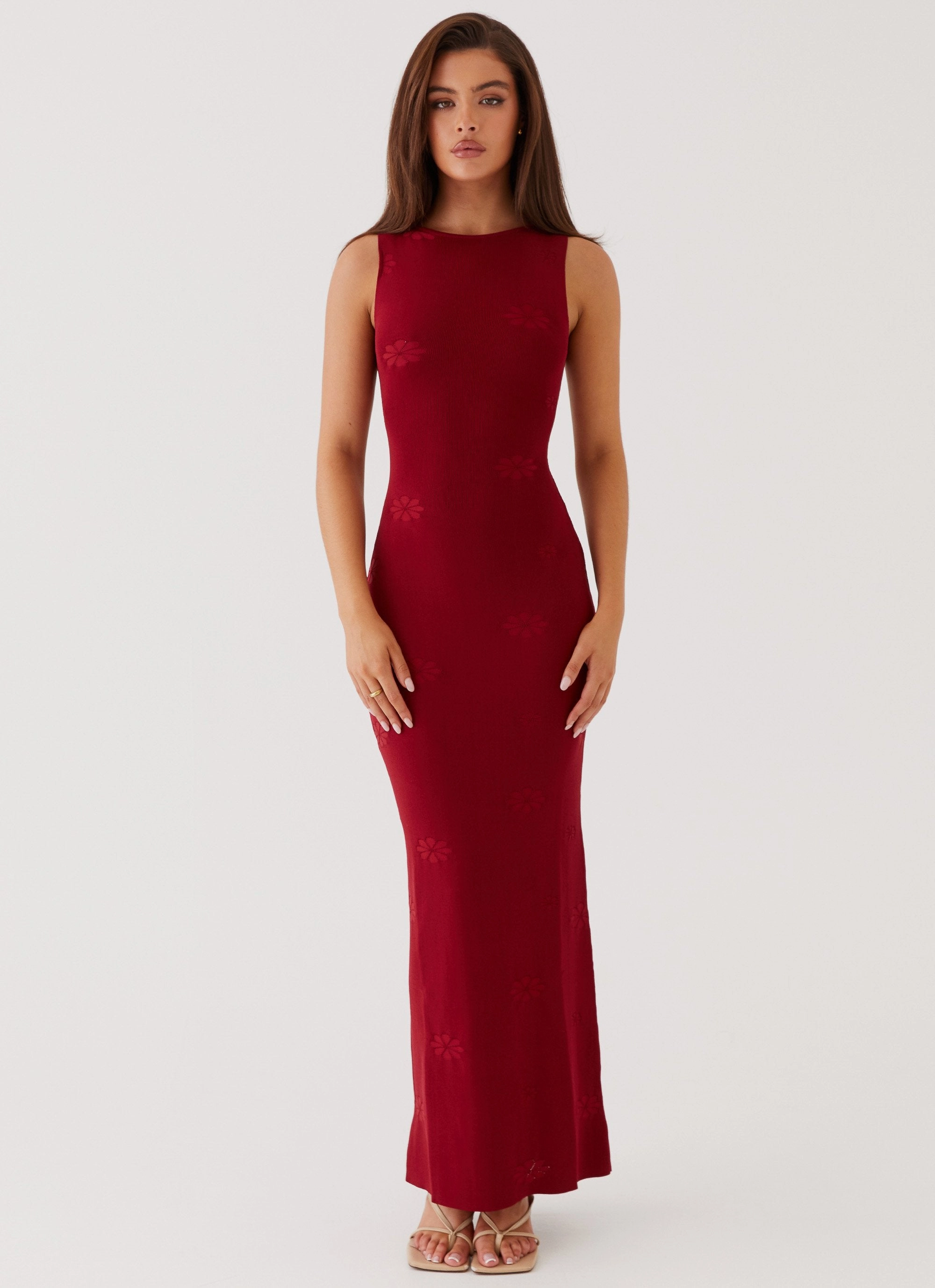 Holly Knit Maxi Dress - Red Neat Finish
