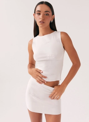Adjustable Detachable Hood AntiStaticLayer Holly Knit Mini Skirt - White