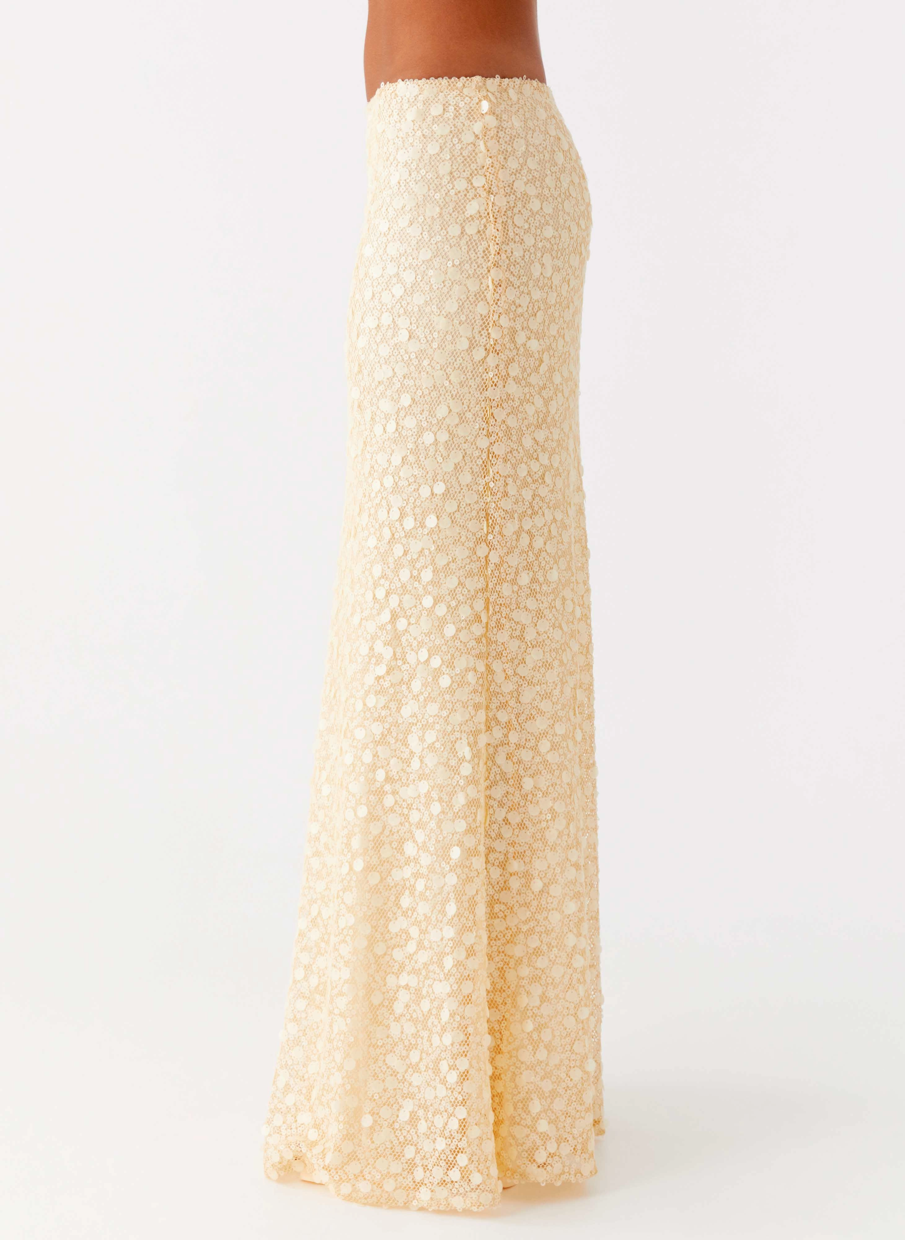 Honestly Sequin Maxi Skirt - Yellow No Sagging AntiPilling