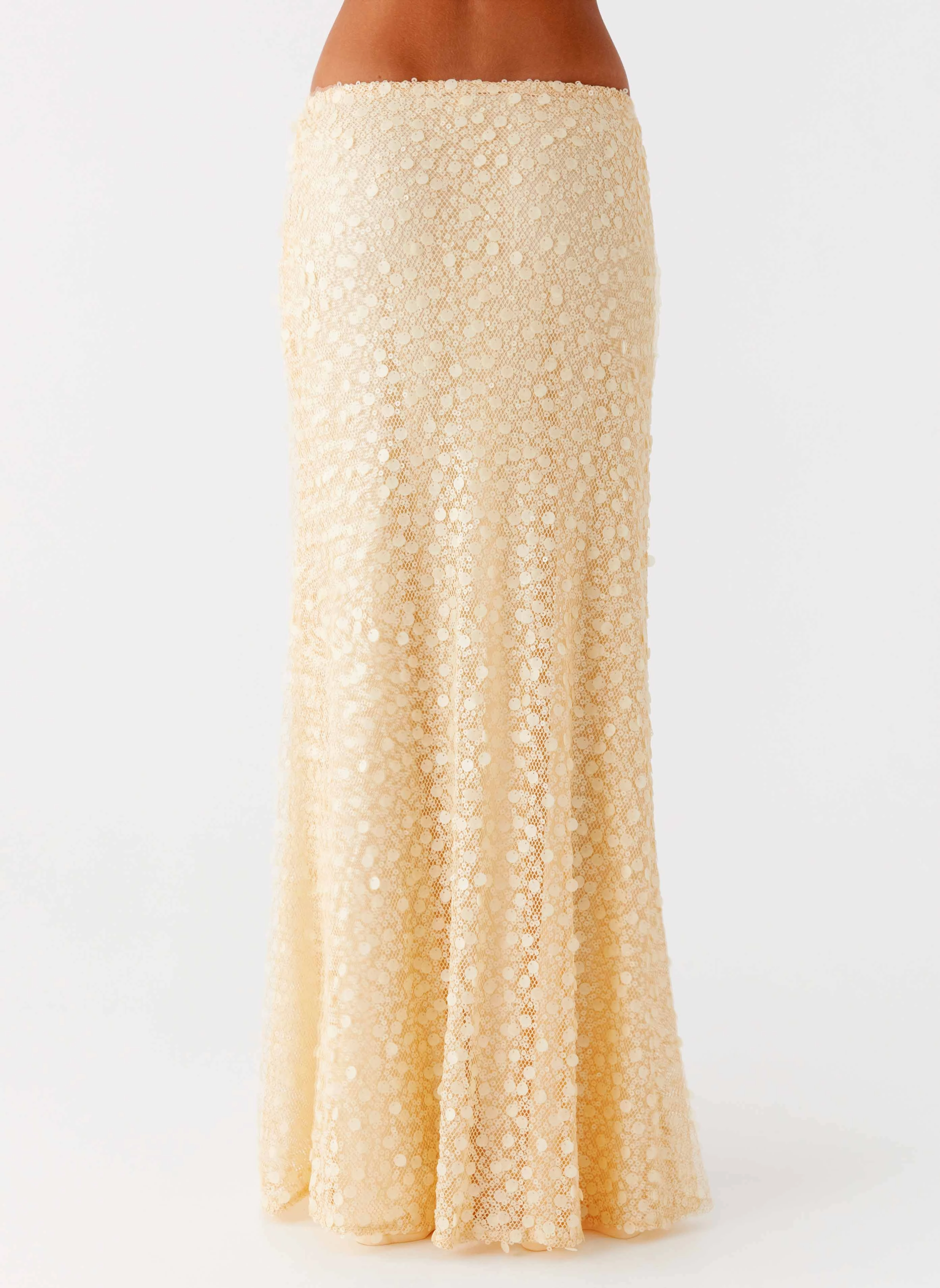 Honestly Sequin Maxi Skirt - Yellow Minimal Fit