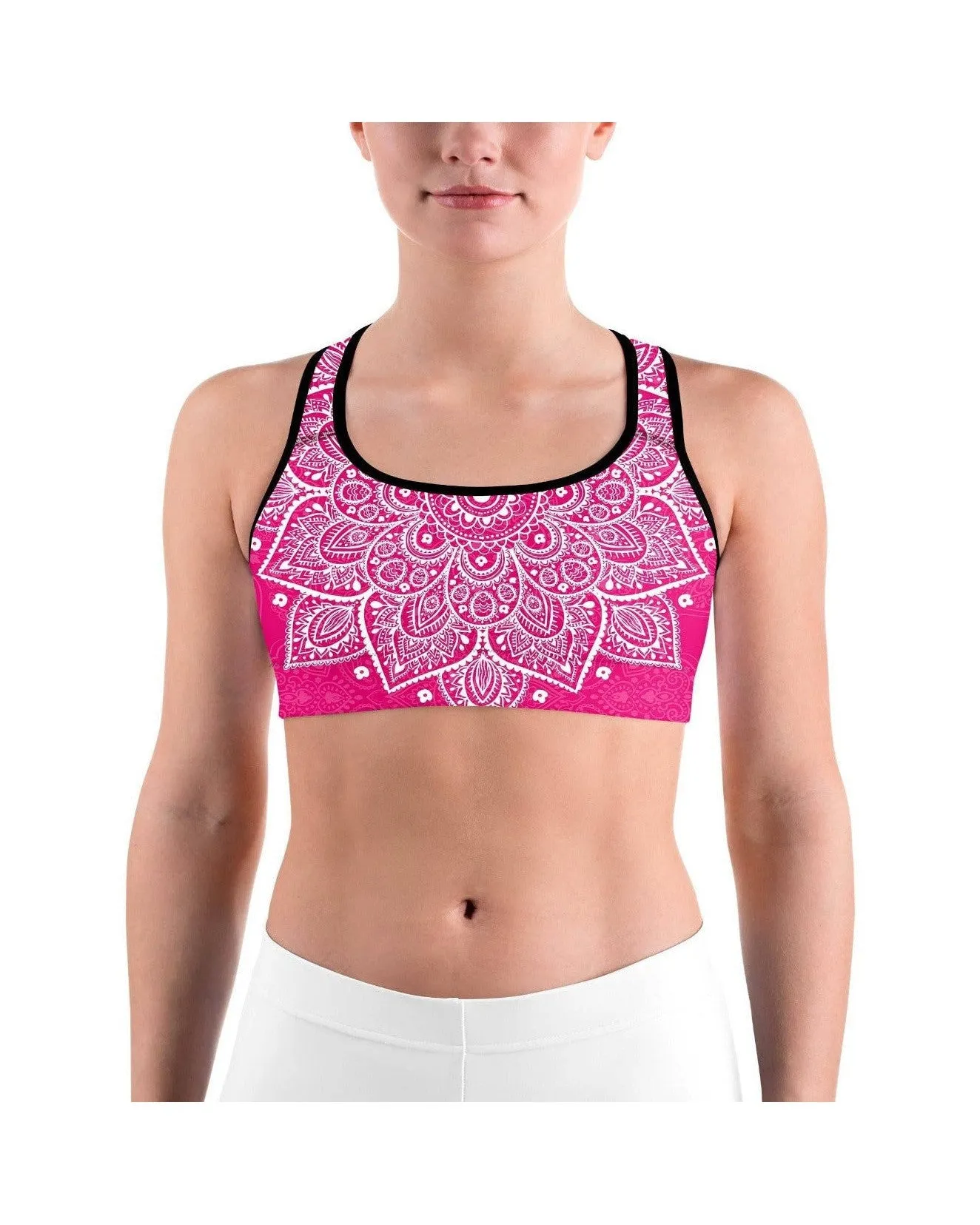 Hot Pink Mandala Sports bra