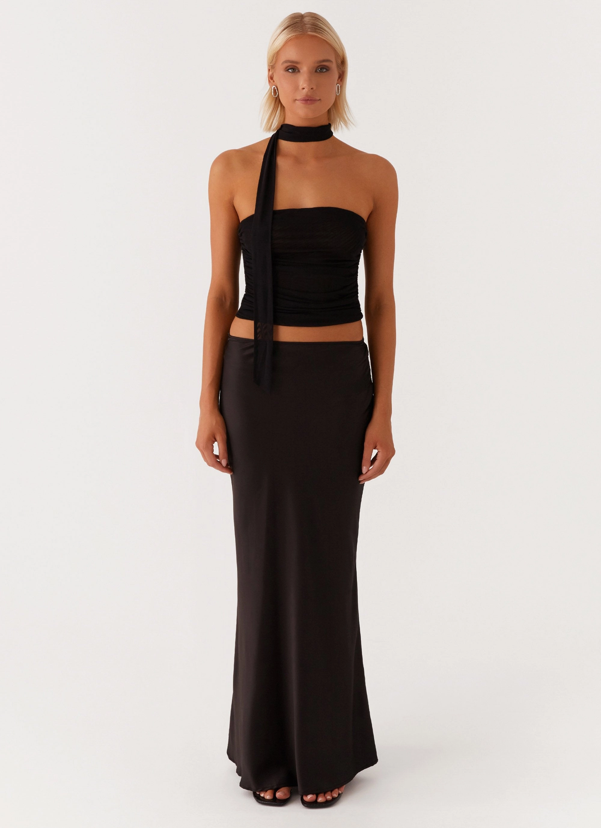 Hot Like Me Scarf Top - Black Vintage Shirt