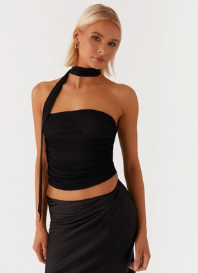 Bonded Seam Technique Lightweight Thermal Hot Like Me Scarf Top - Black