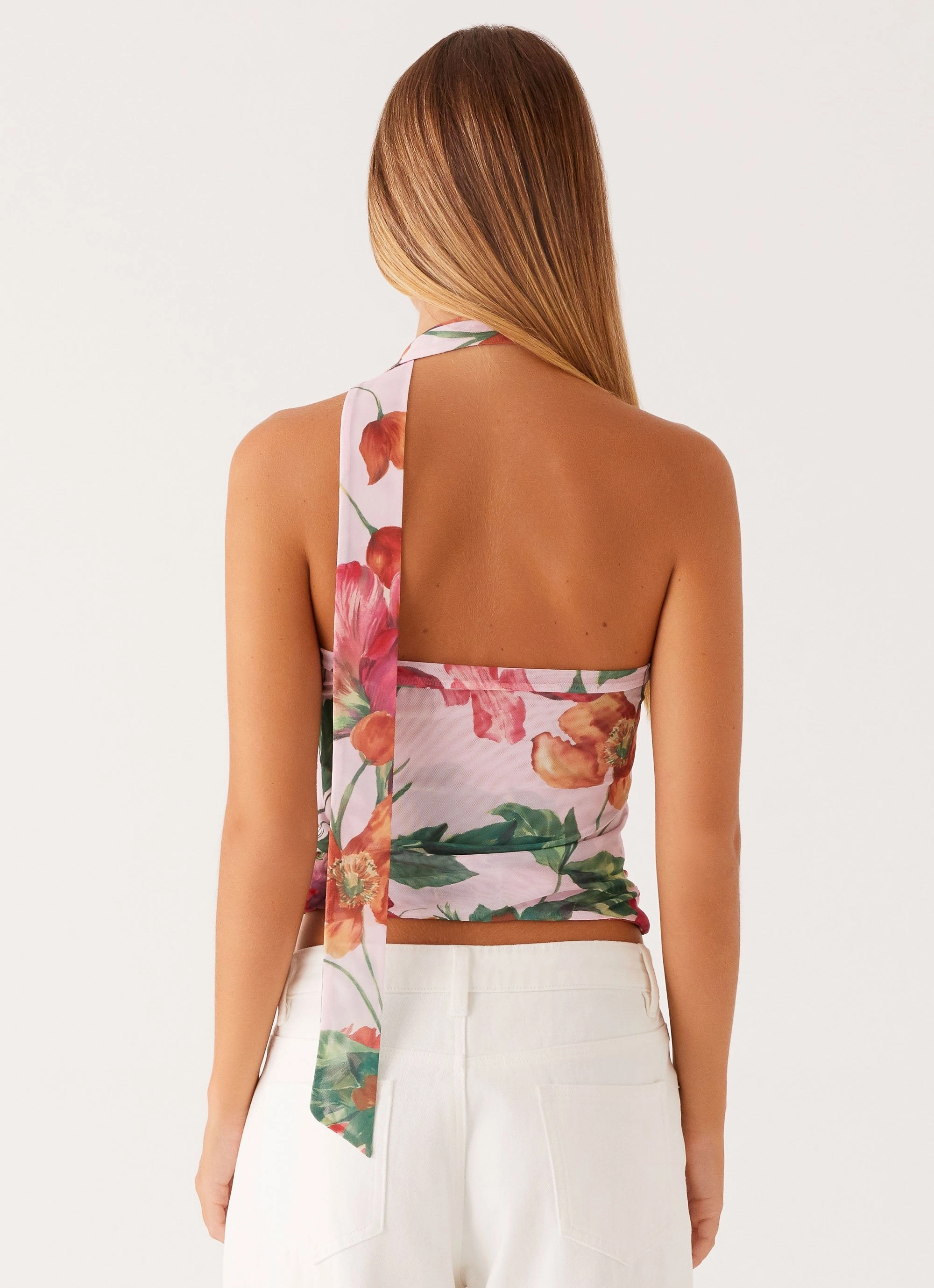 Hot Like Me Scarf Top - Pink Floral Cozy Blouse