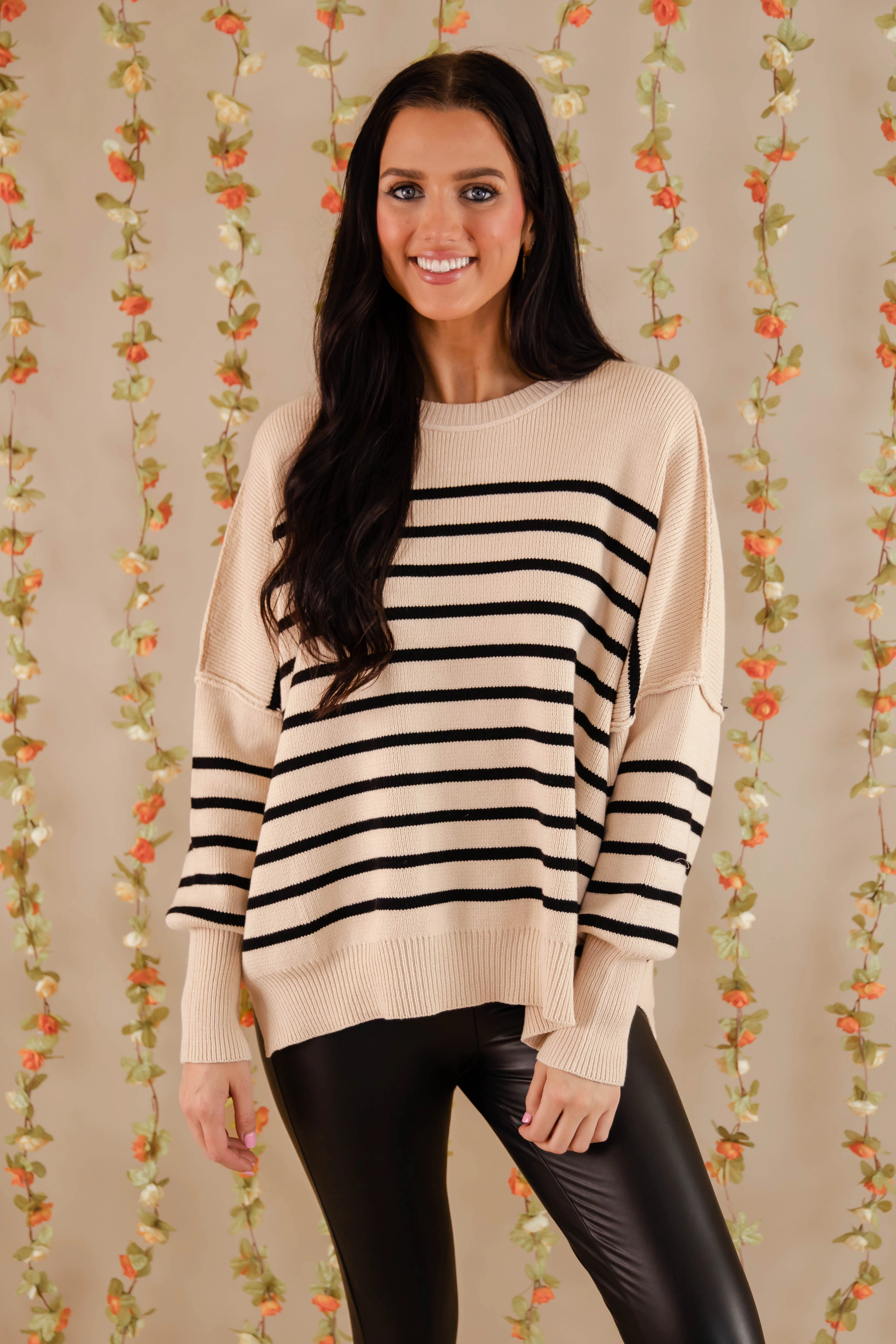Quick Access Slit How The Story Goes Sweater-Beige