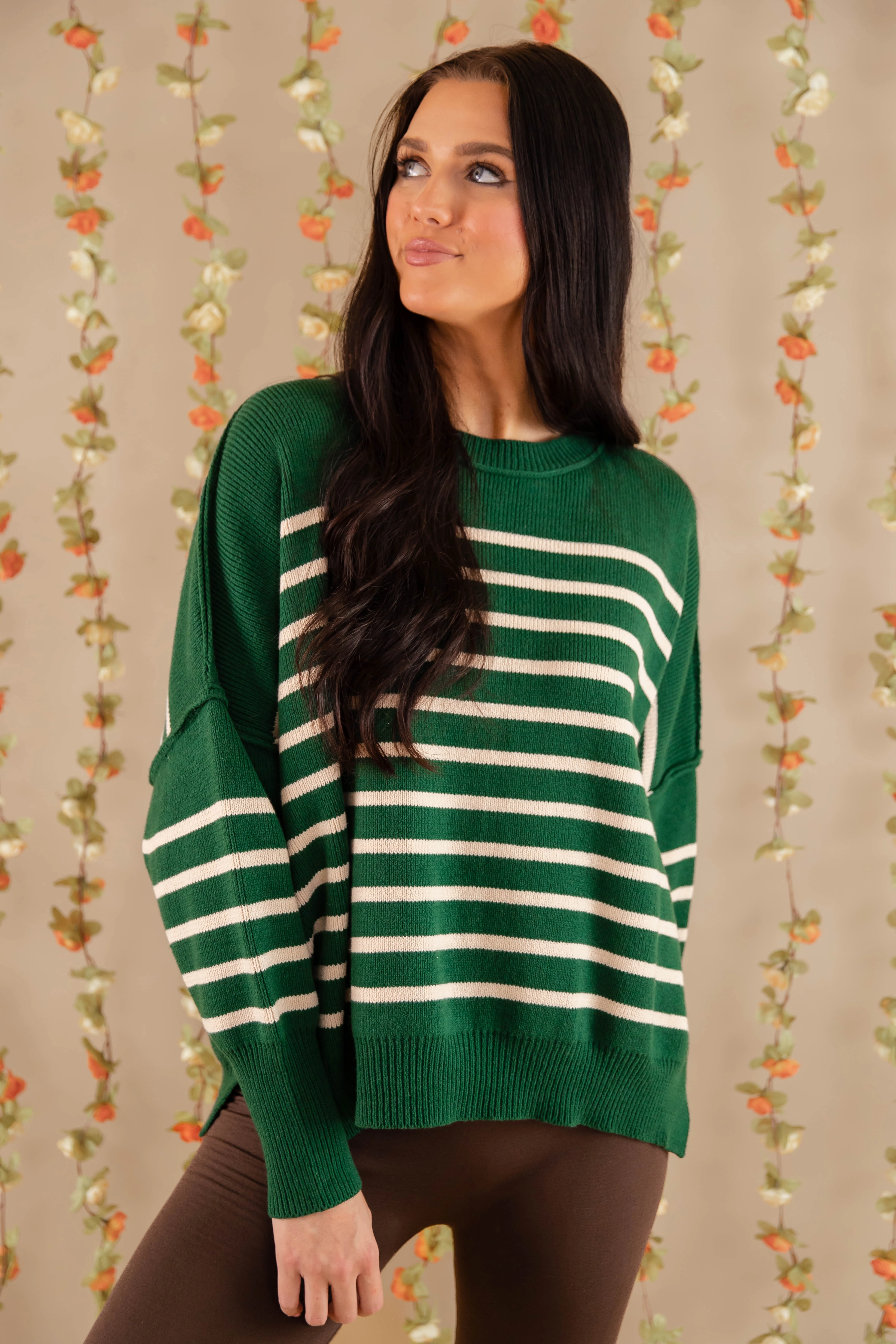 Comfort Cushion Neckline How The Story Goes Sweater-Hunter Green