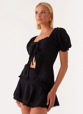 Hundred Percent Mini Skirt - Black LightweightWeave