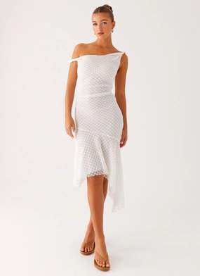 Huntah Midi Dress - Ivory Feather Light Textured Look