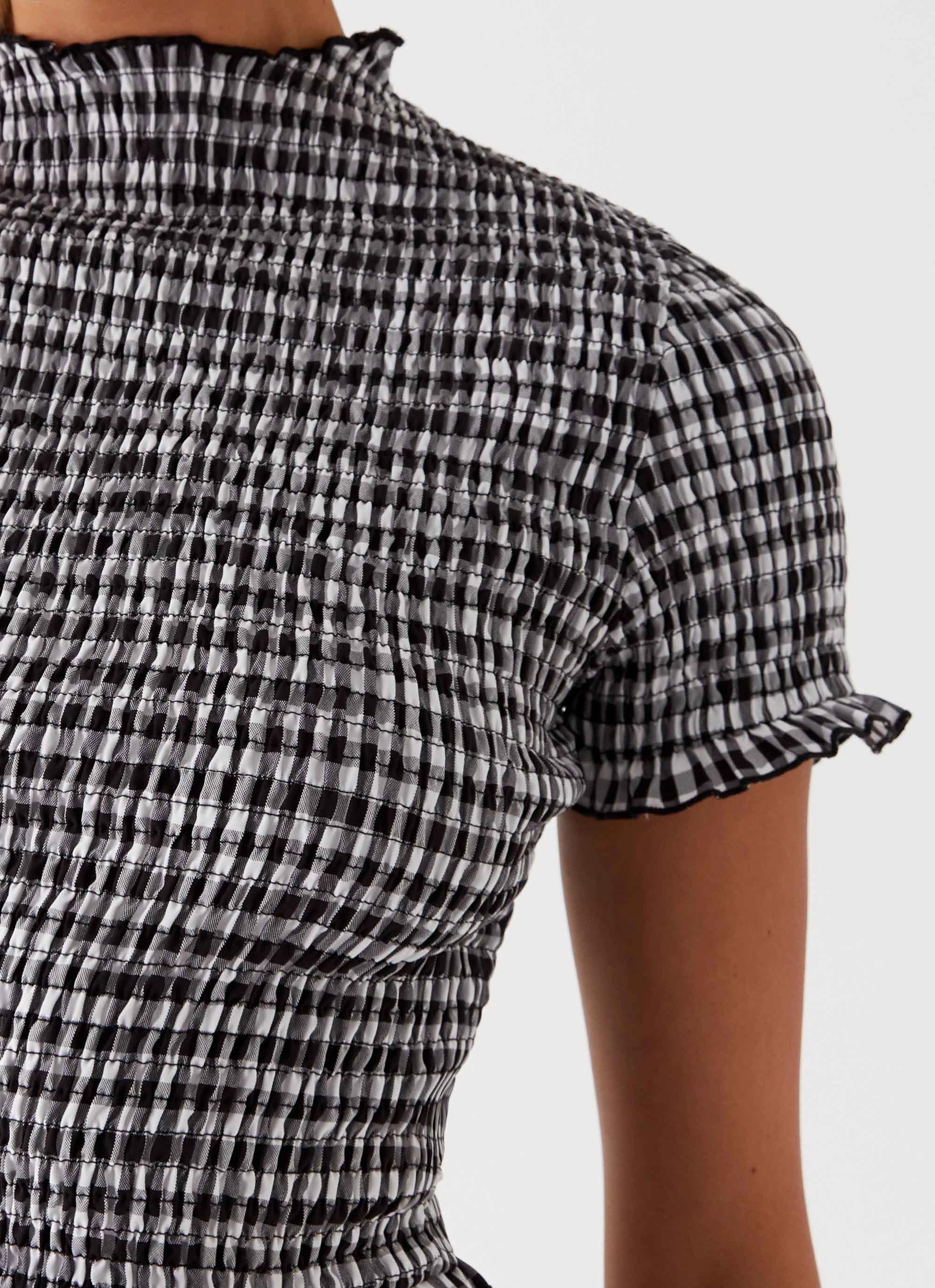 Sweetest Pie T-Shirt - Black Gingham Easy Care Material