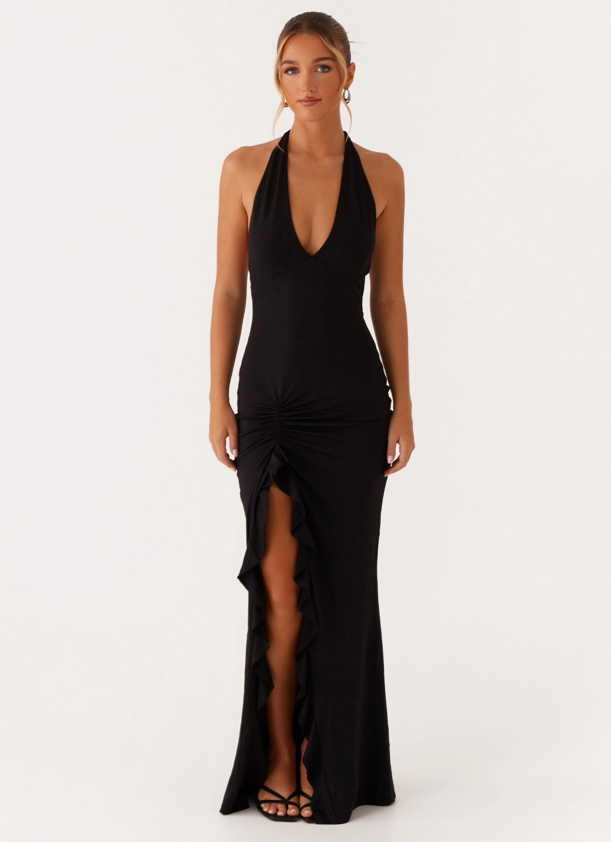 Charmed By You Maxi Dress - Black Elegant Finish windproof