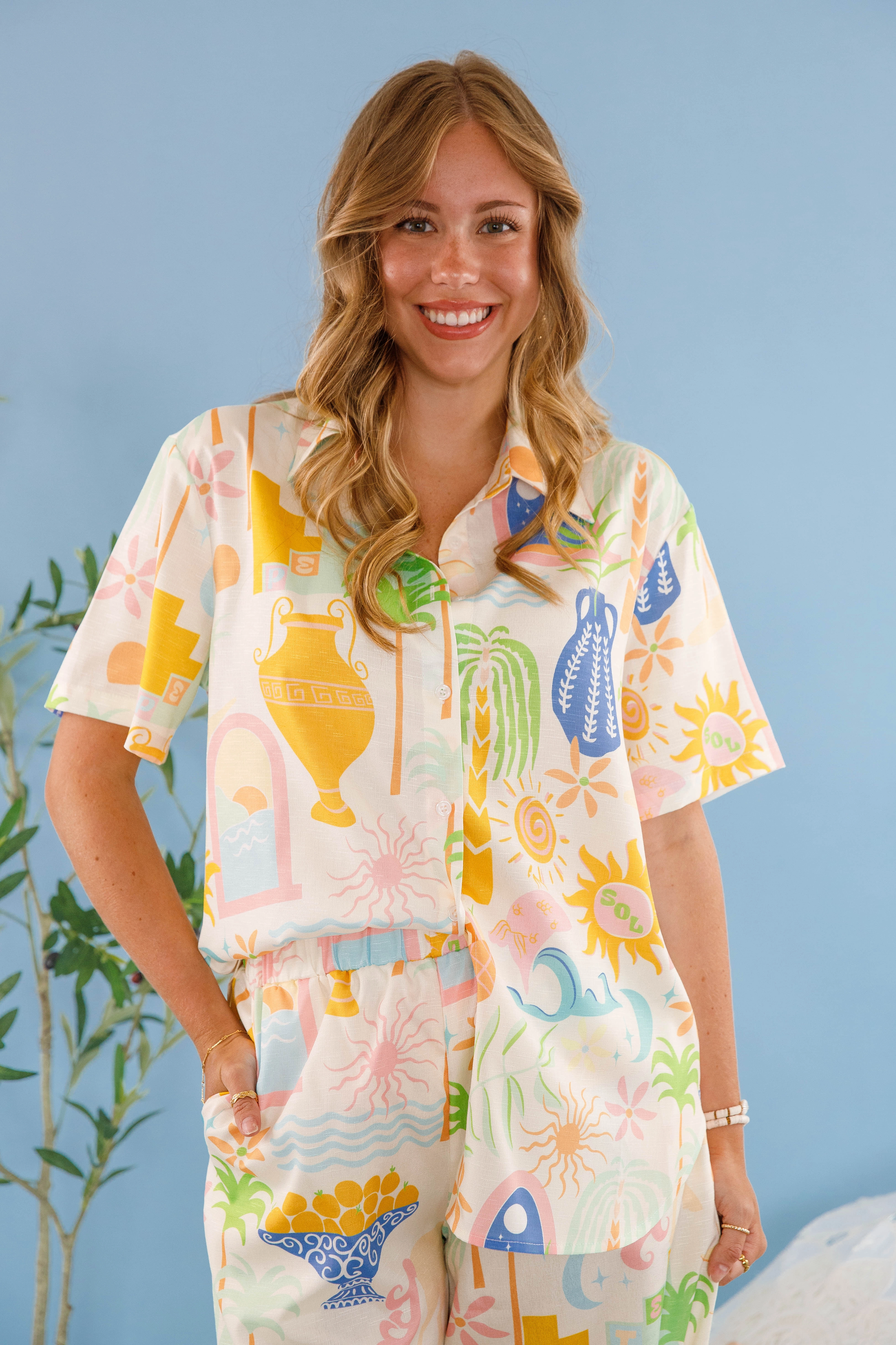 Breathable fabric On My Radar Button Down Top