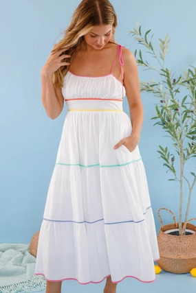 Effortless Pair I'd Rather Be Here Midi Dress-White