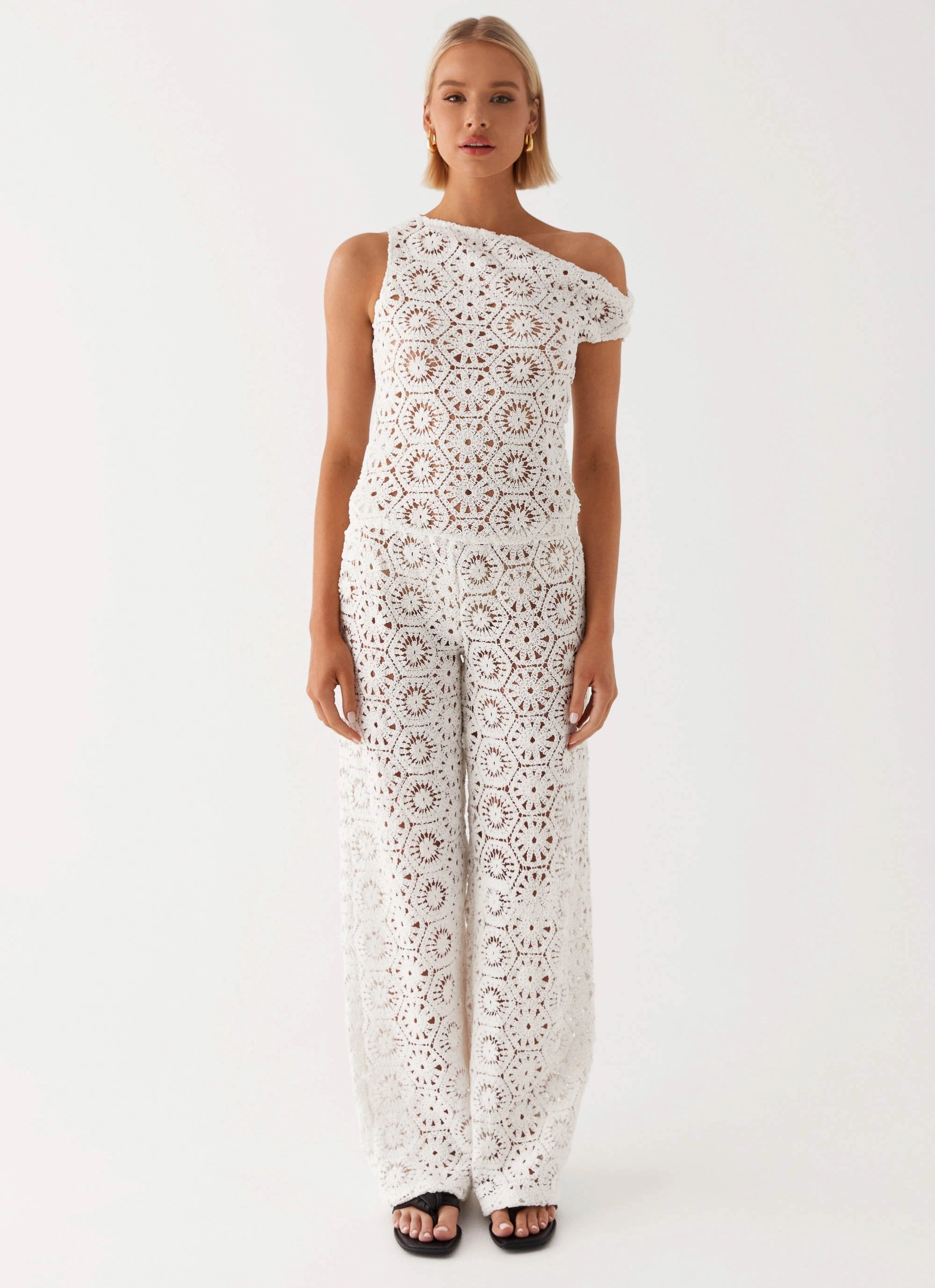 Ibiza Crochet Top - Ivory FlexibleCuffs Slim Fit Design