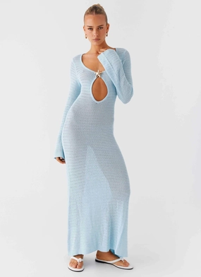 Seascape Chochet Maxi Dress - Blue Korean Trend Quick Look