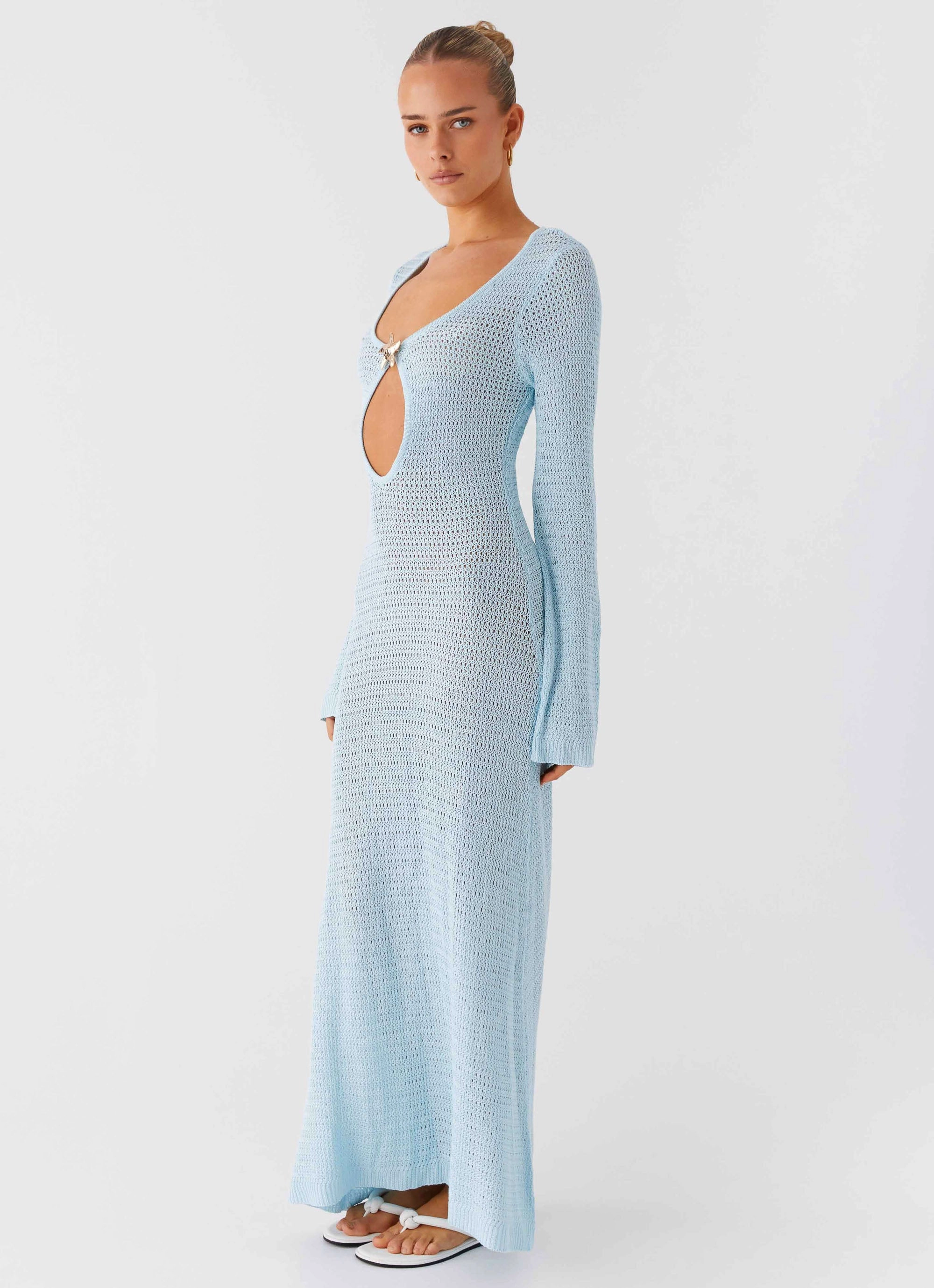 Seascape Chochet Maxi Dress - Blue Perfectly Styled
