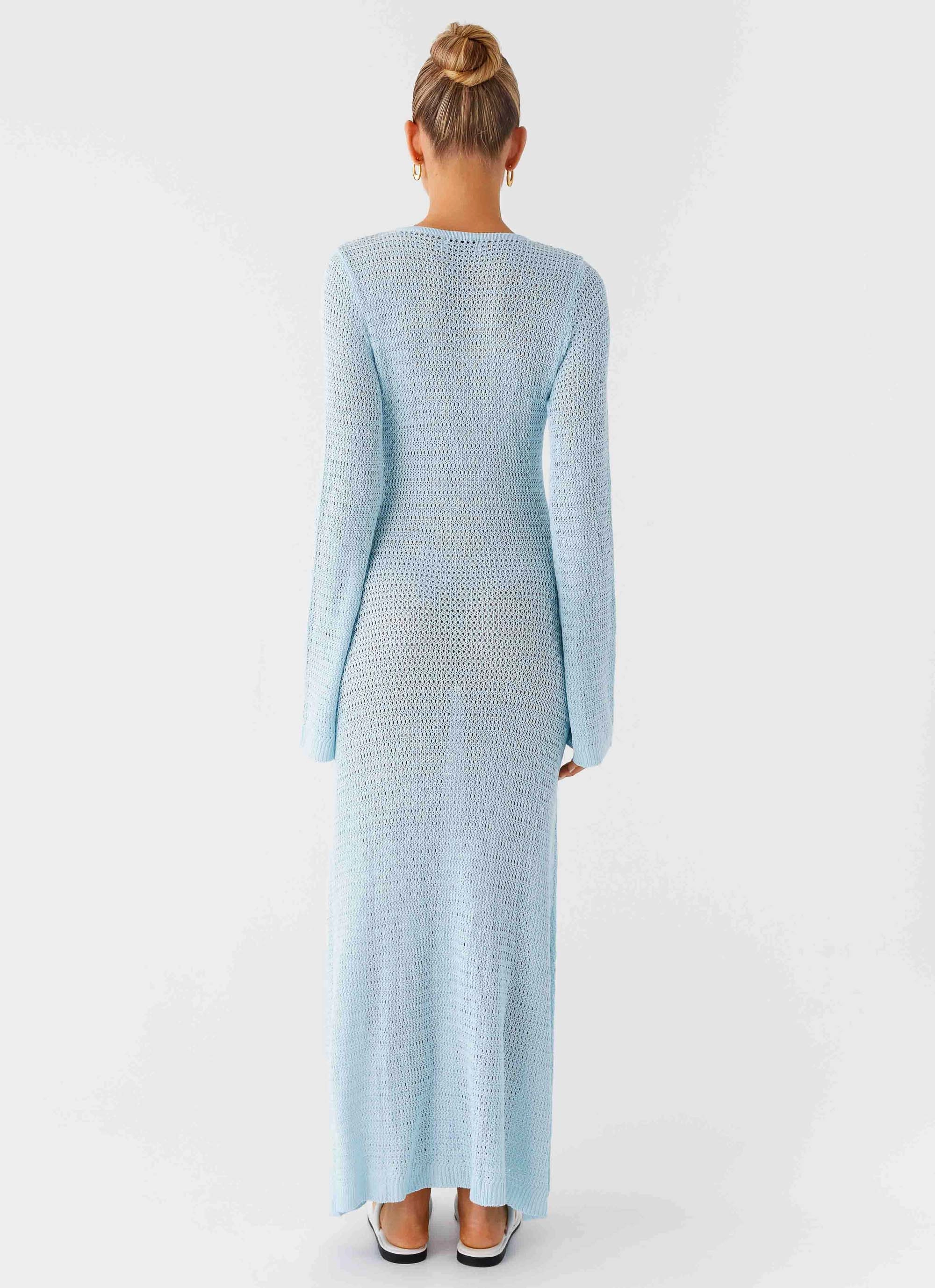 Seascape Chochet Maxi Dress - Blue Comfy and Elegant Deep Hue