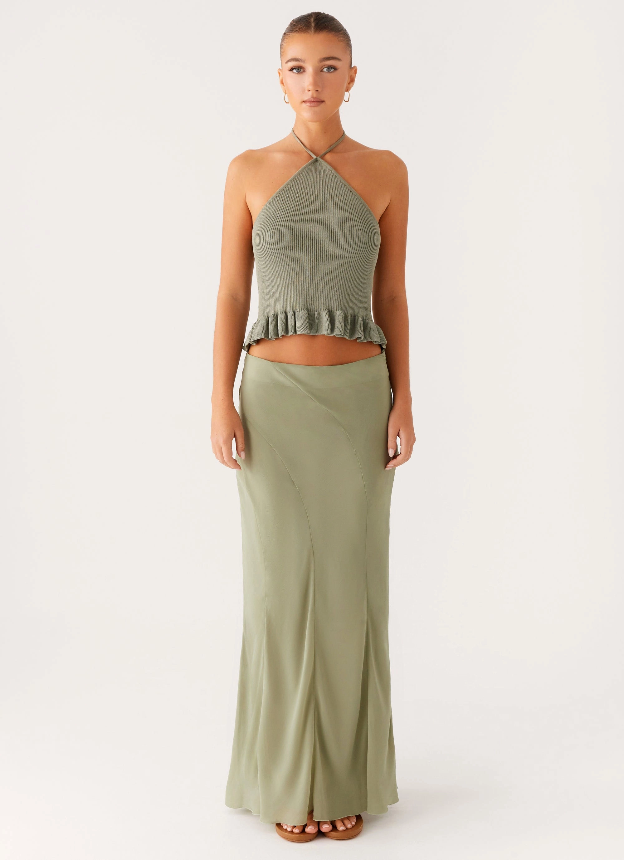 PolyesterBlend Organic Cotton Blend Idola Knit Top - Sage