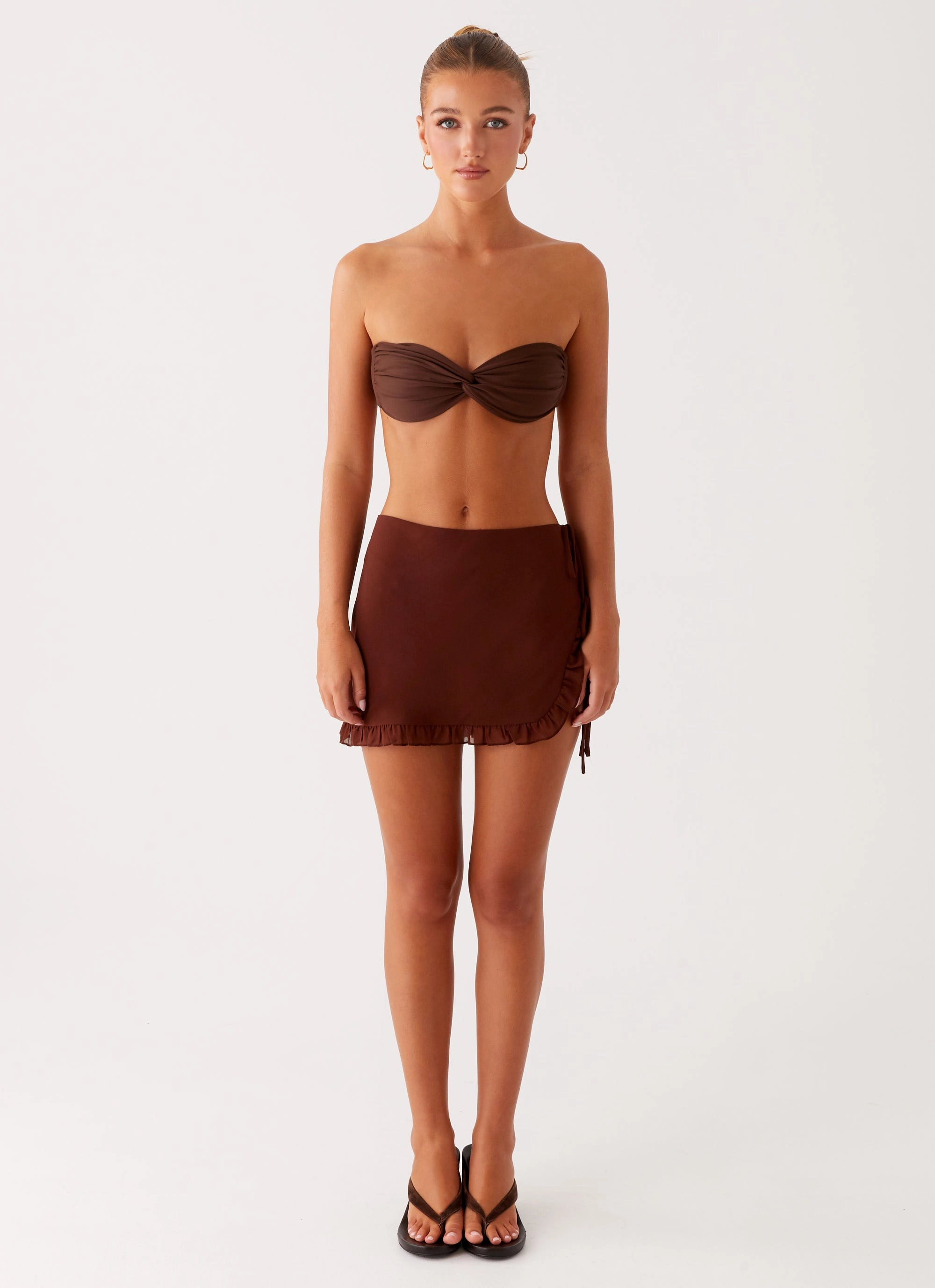 Iggy Mini Skirt - Chocolate Quick-Dry Material Layered Comfort
