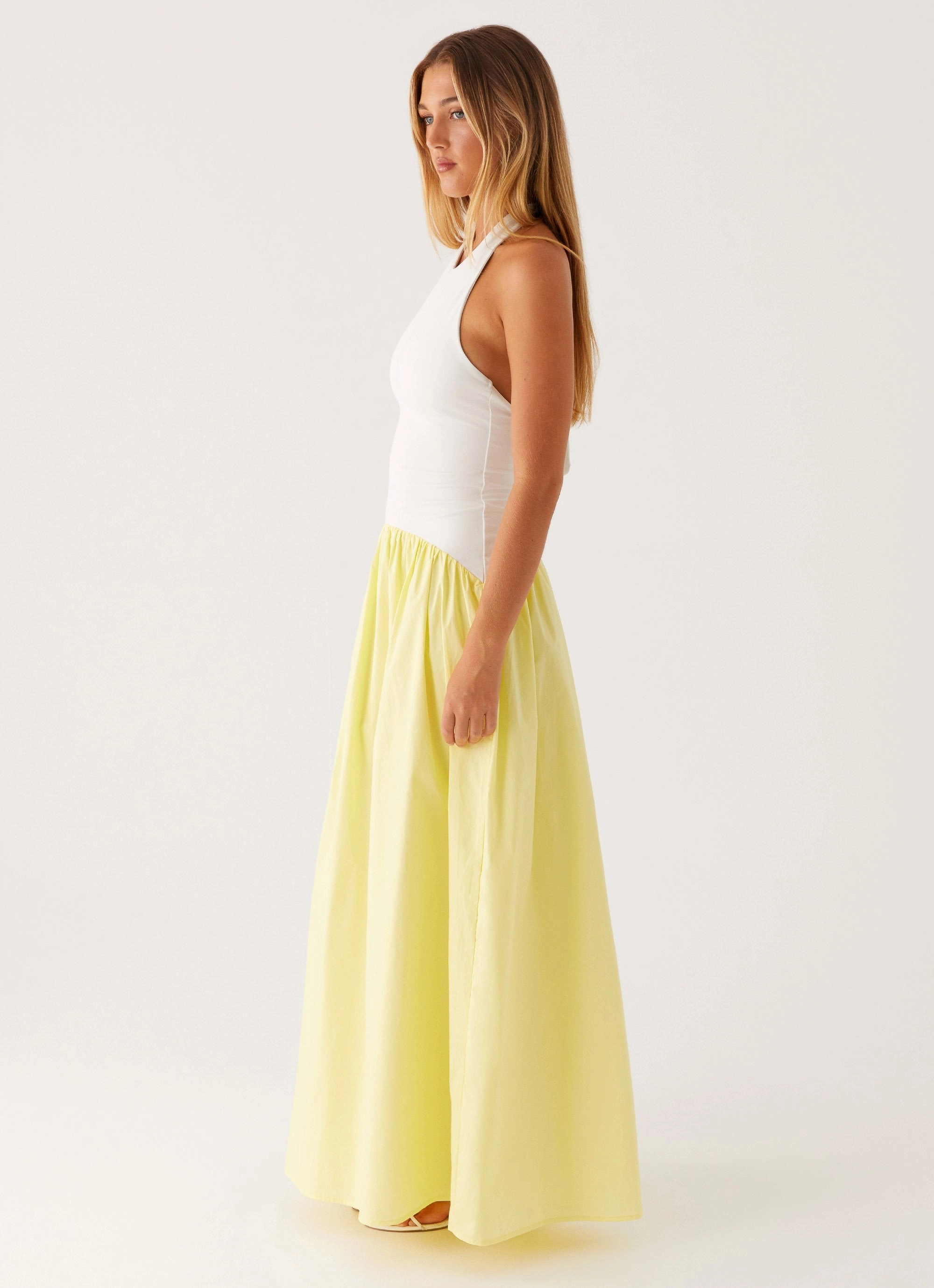 Sleek Vibe Elora Maxi Dress - Yellow Spliced