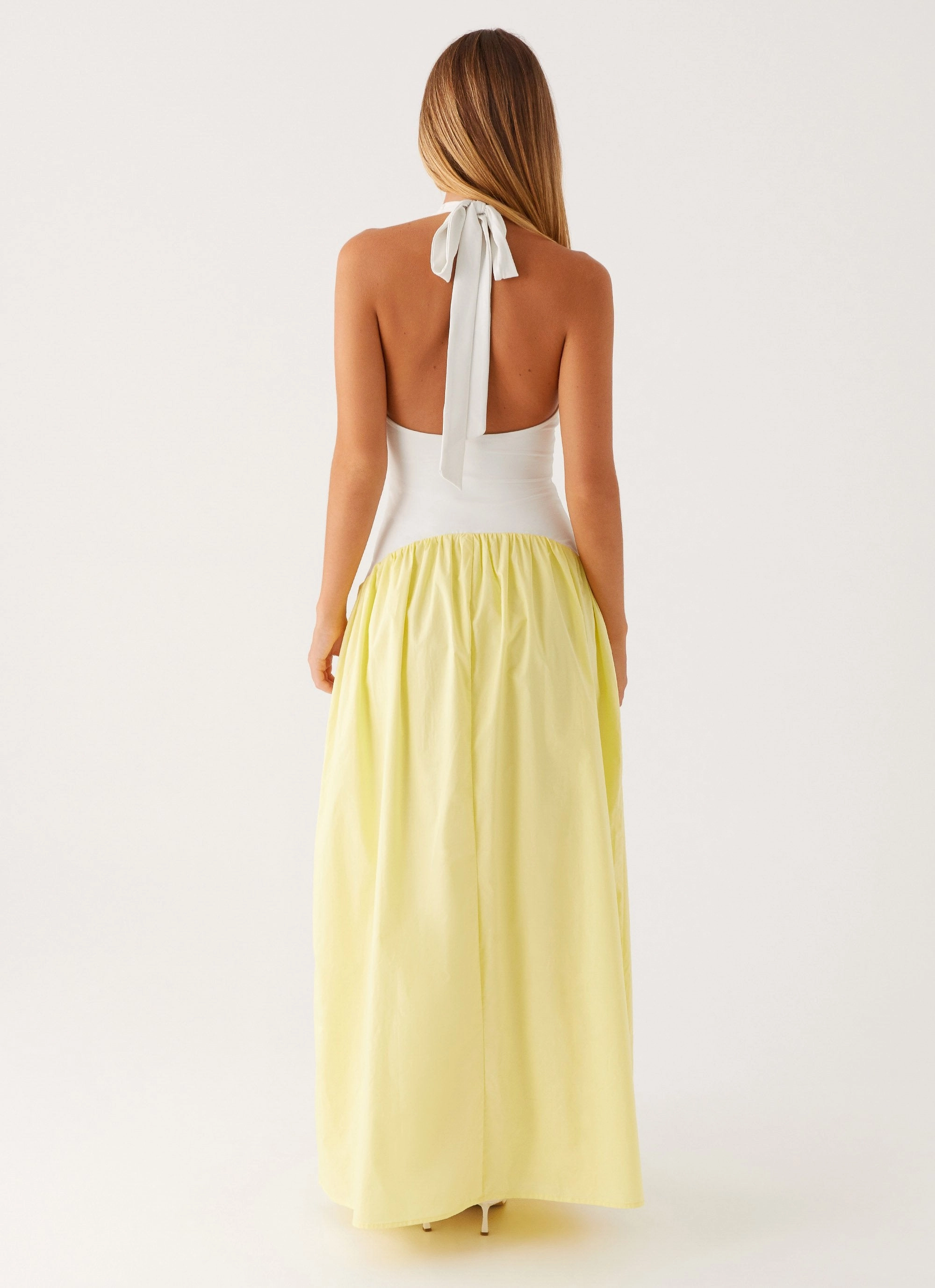 Elora Maxi Dress - Yellow Spliced Smooth Finish