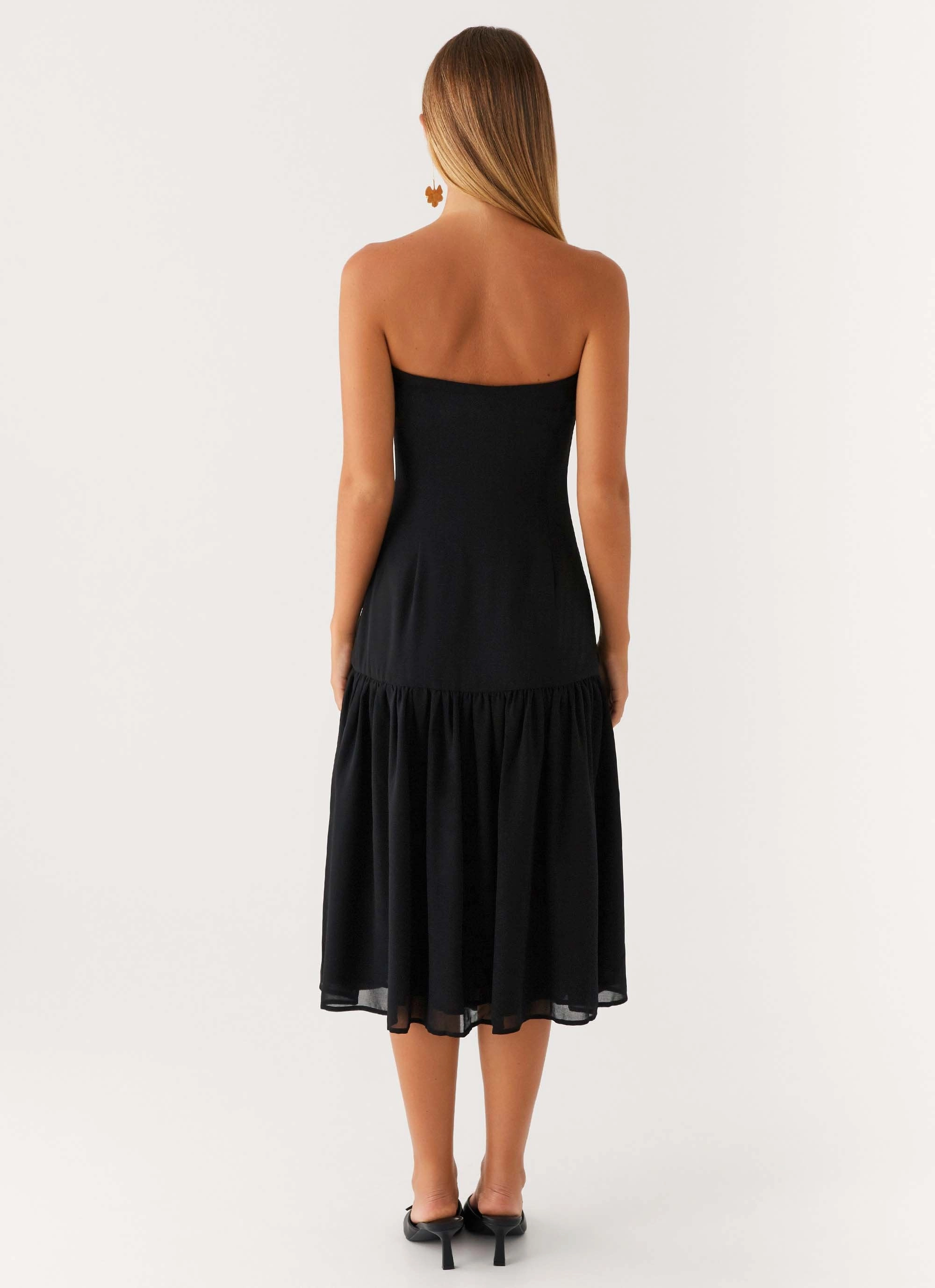 Imagination Strapless Midi Dress - Black Jewel-Tone