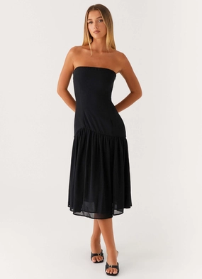 Imagination Strapless Midi Dress - Black Formal Wear Breath Ease