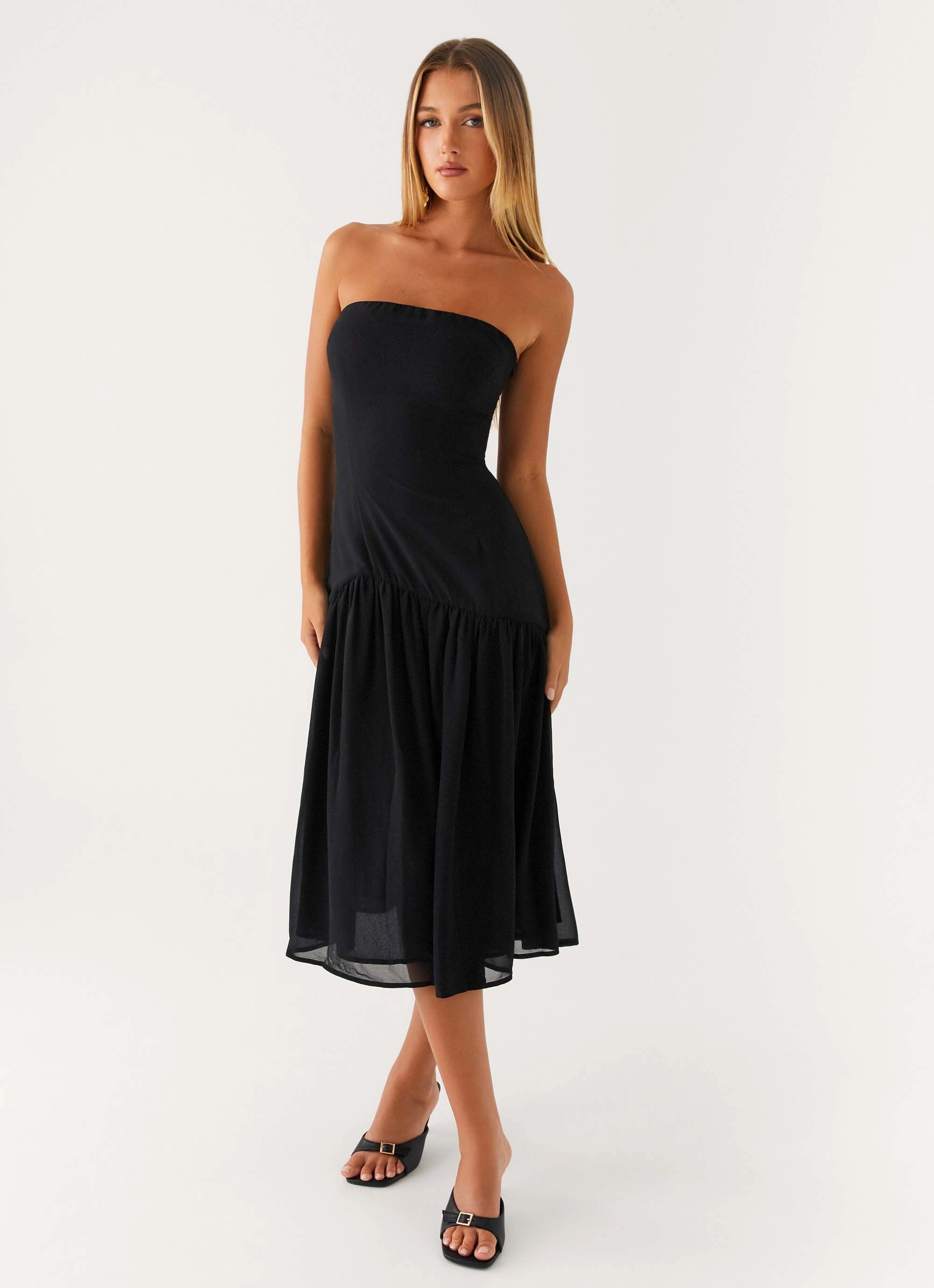 Perfect Design Imagination Strapless Midi Dress - Black
