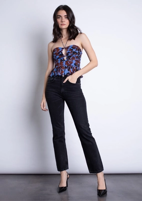 Ribbed collar Malwa Print Top