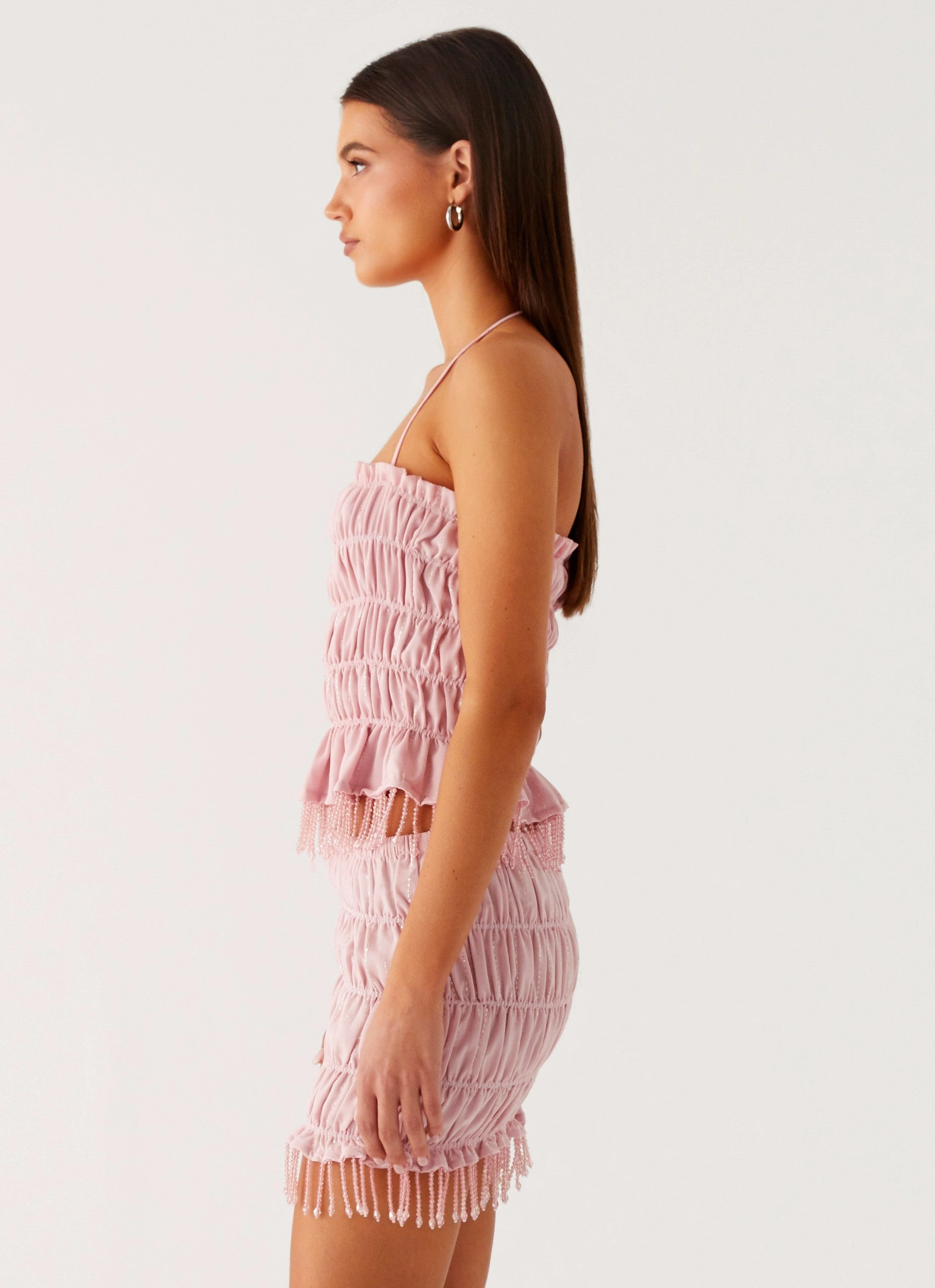 Shari Beaded Halter Top - Pink Vintage Pullover