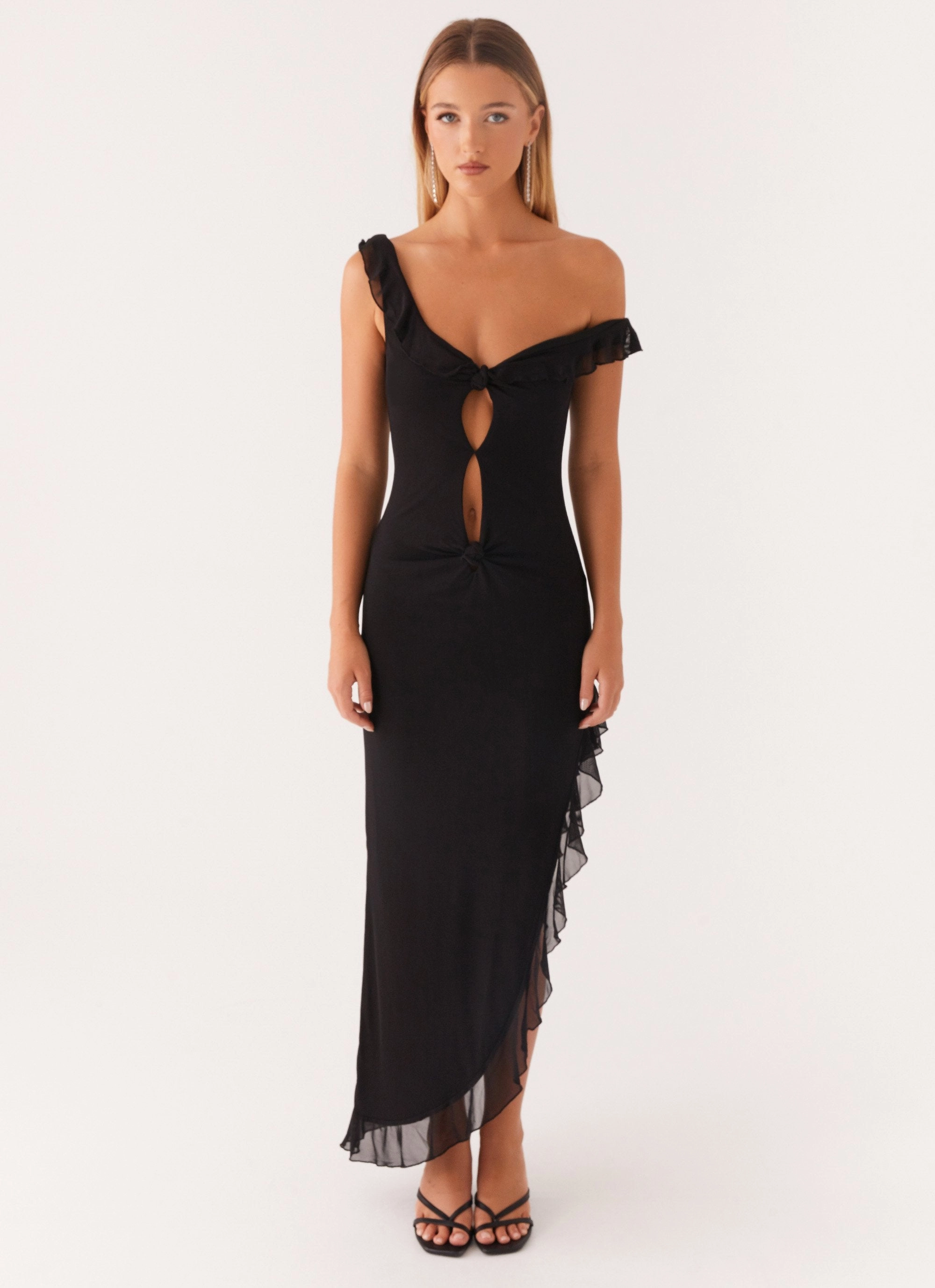 Sharp Profile Impossible Cut Out Midi Dress - Black