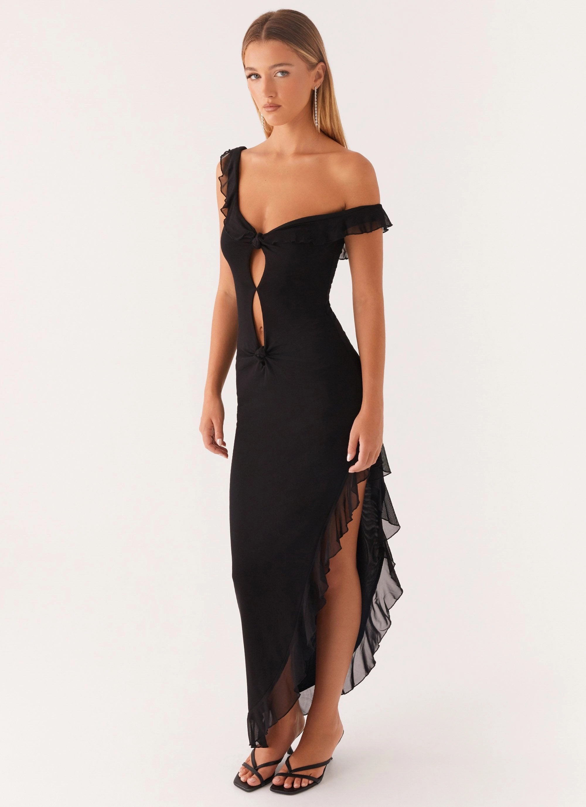 Impossible Cut Out Midi Dress - Black Easy Look Walk Grace