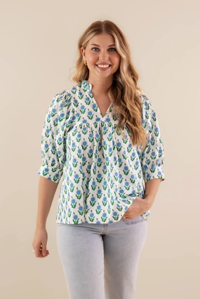 In My Hands Blouse Ribbed Neckline Warm Layer