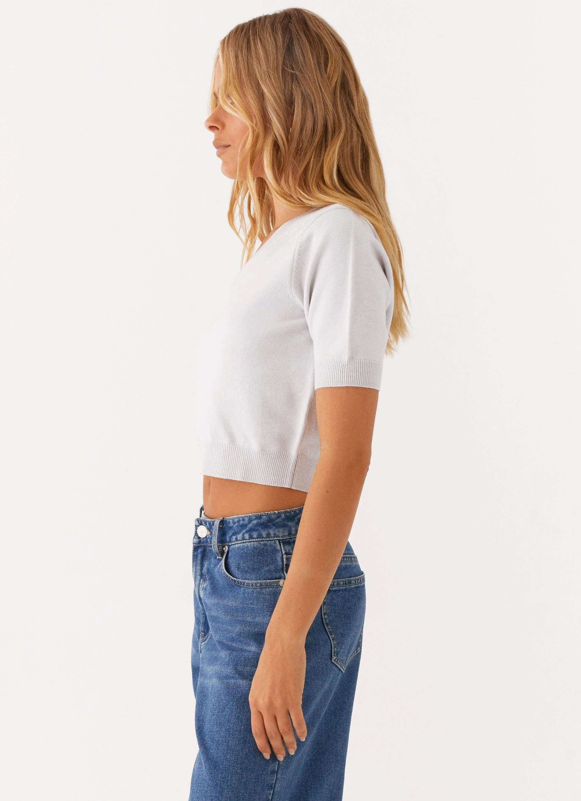 In The Beginning Short Sleeve Top - Grey Relaxed Fit Shirt Brushed Inner Layer
