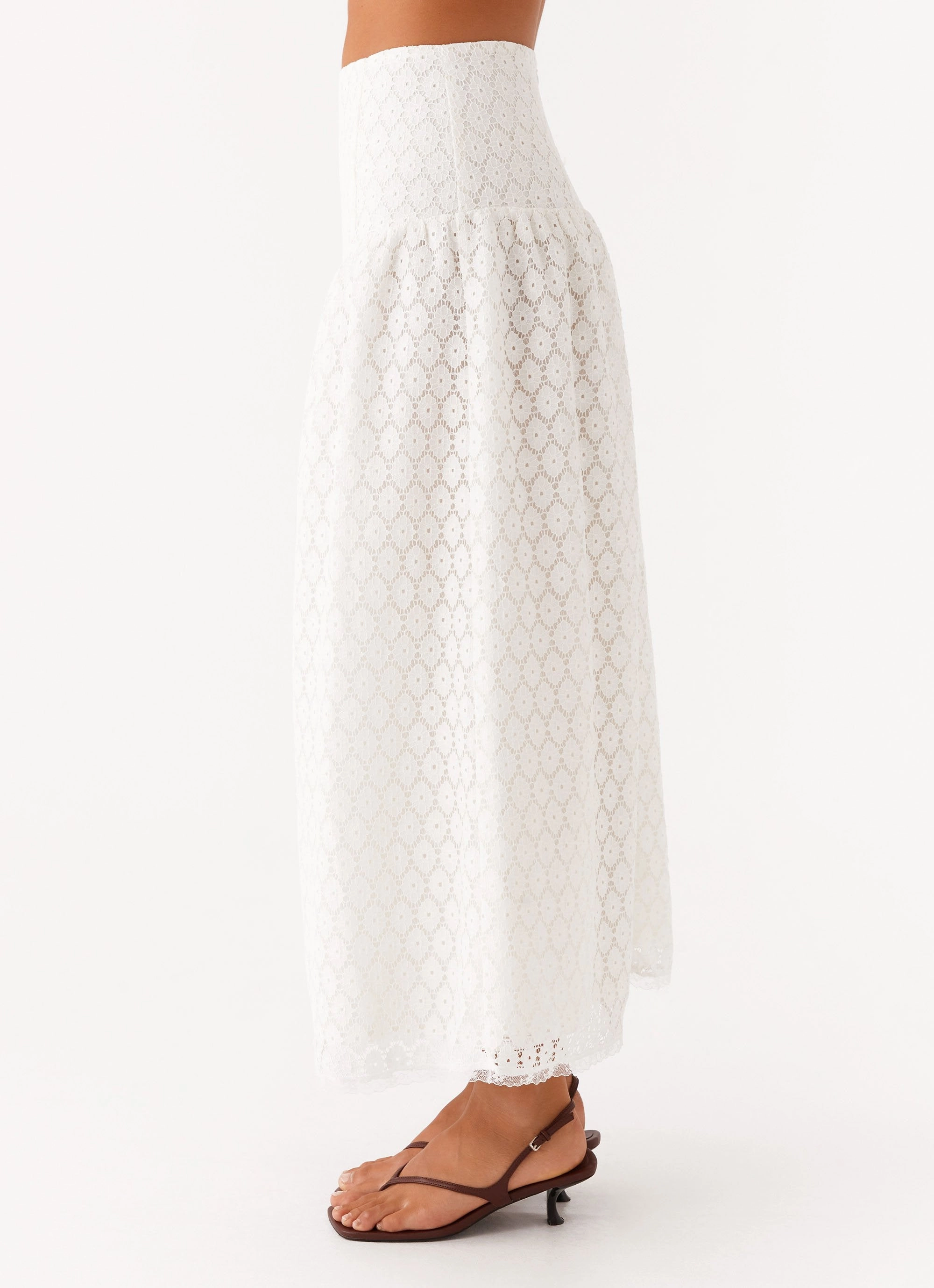 Adjustable Closure Indiana Corset Midi Skirt - White