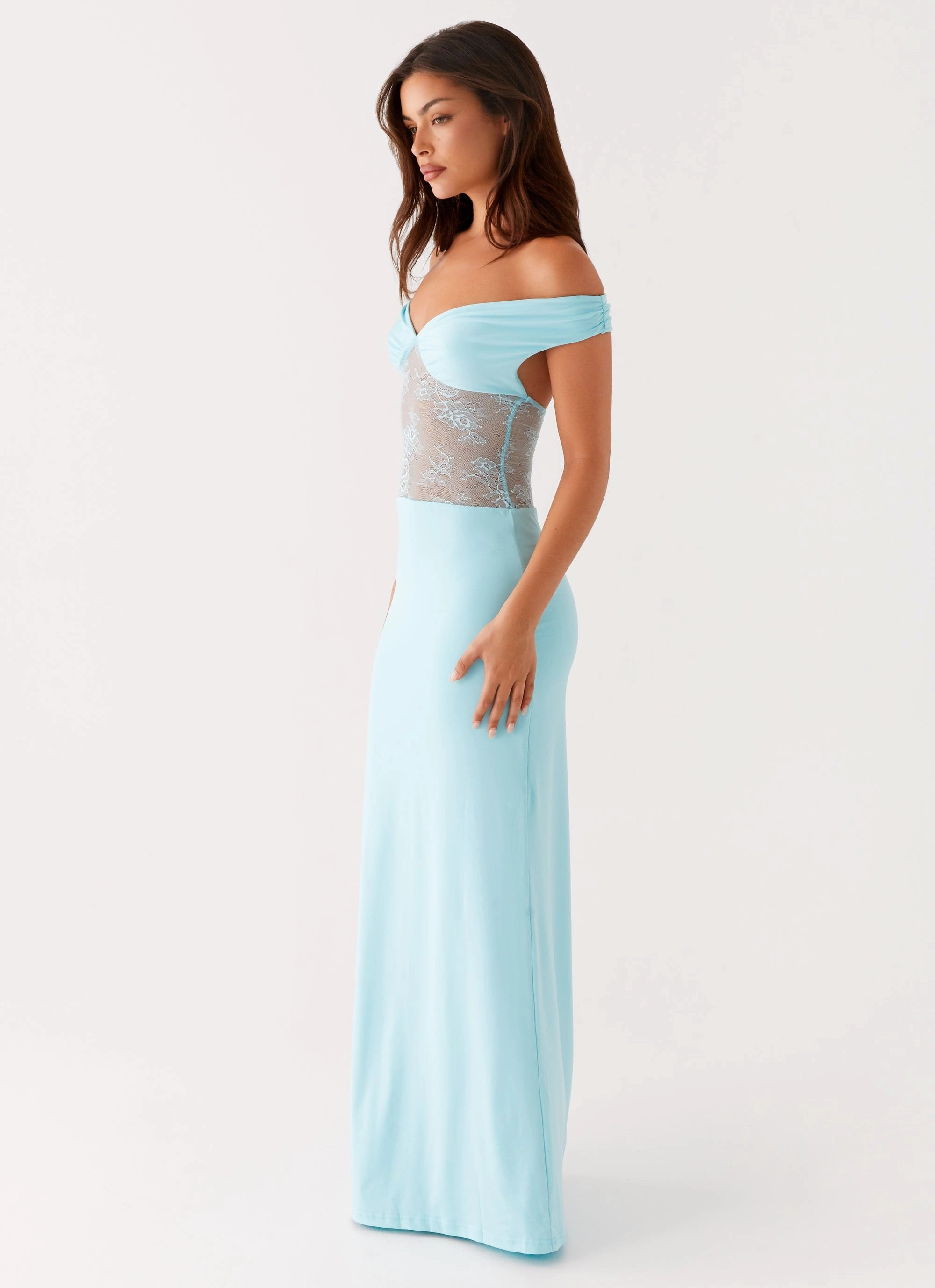 Infatuation Lace Maxi Dress - Turquoise Korean Trend Form Fit
