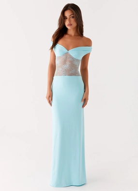 Romance Soul Perfect Cut Infatuation Lace Maxi Dress - Turquoise